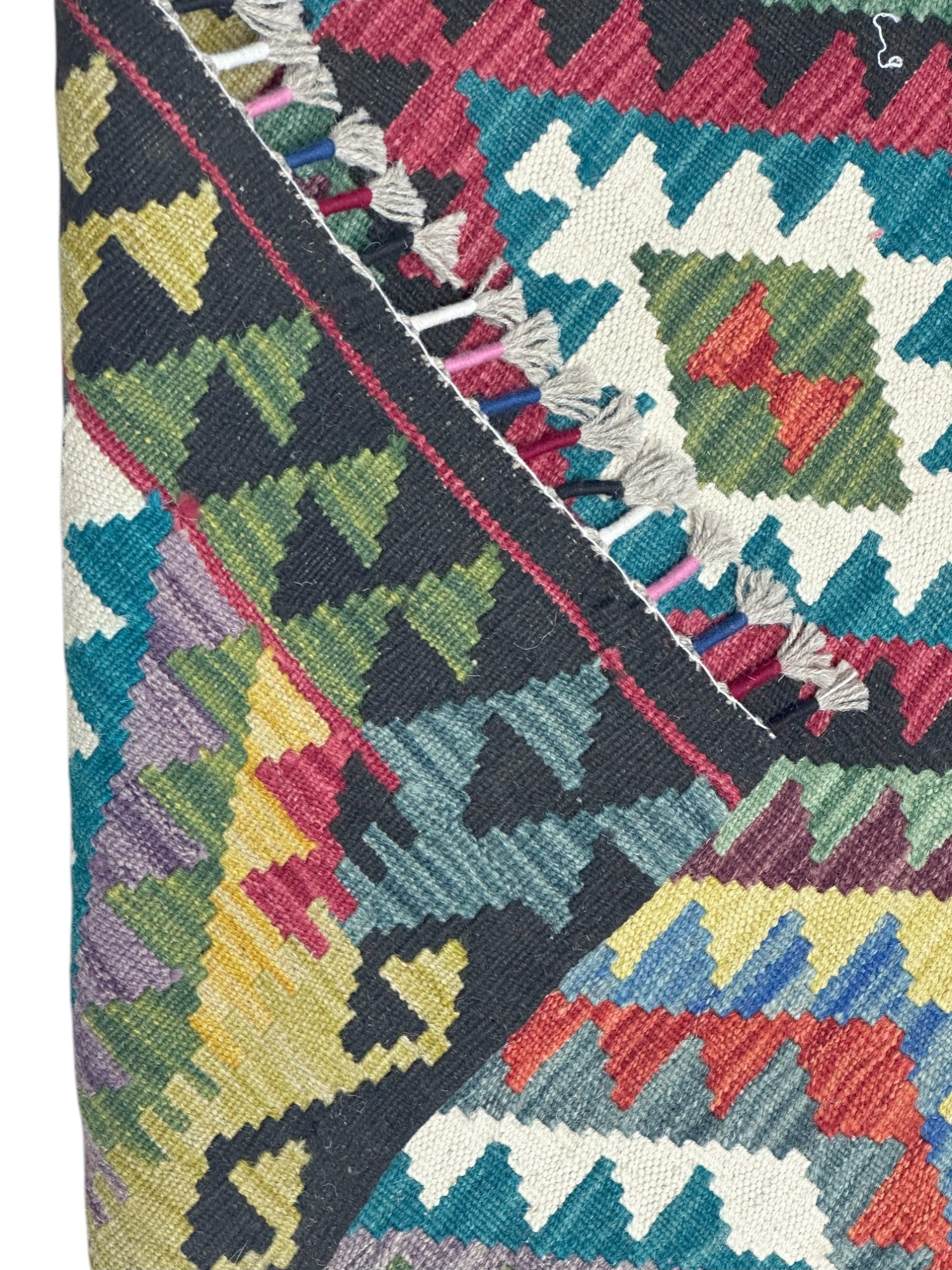 Hand-Woven Afghani Kilim Wool Rug 3'4" x 4'10"
