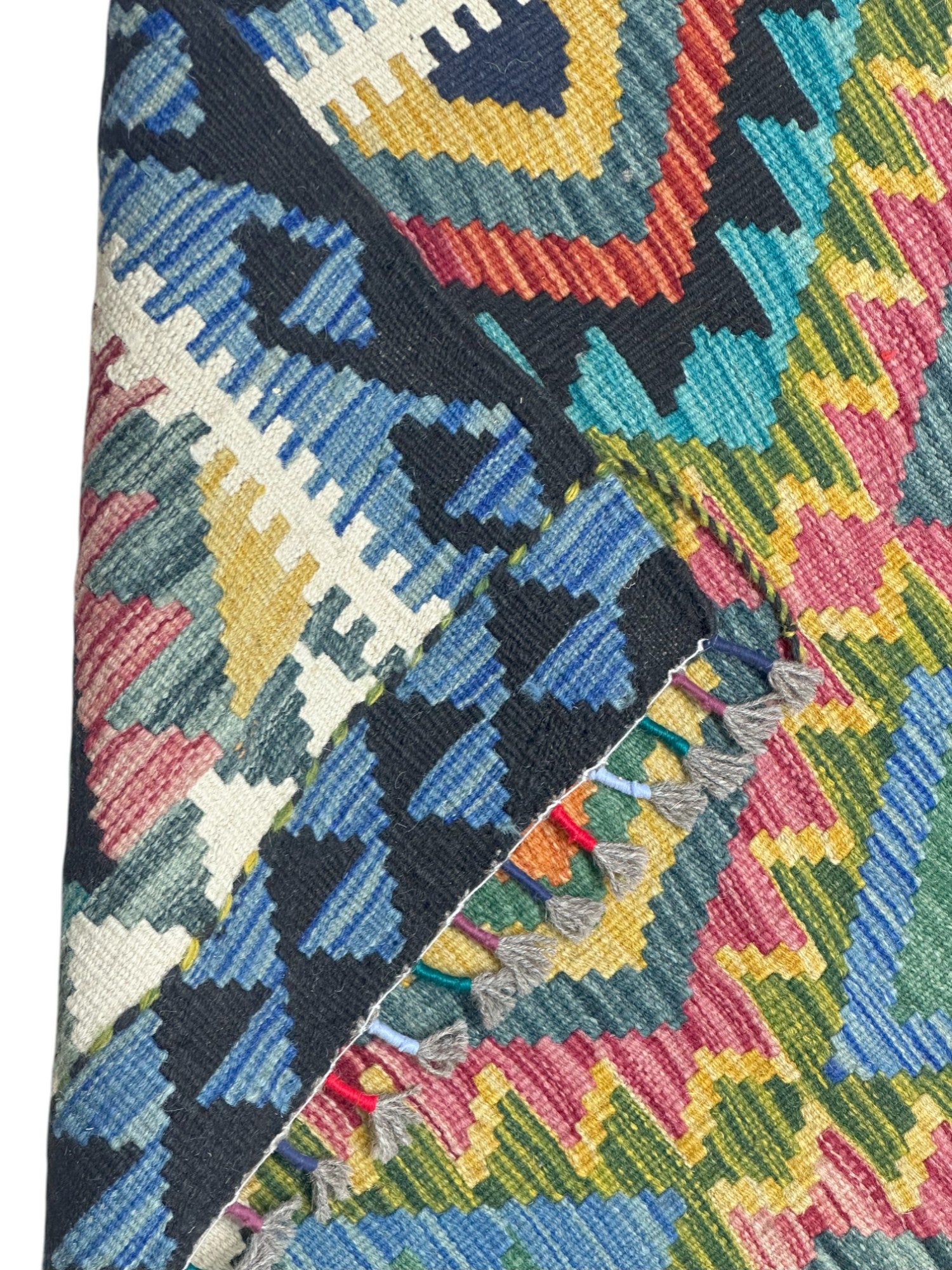 Hand-Woven Afghani Kilim Wool Rug 3'5" x 4'10"