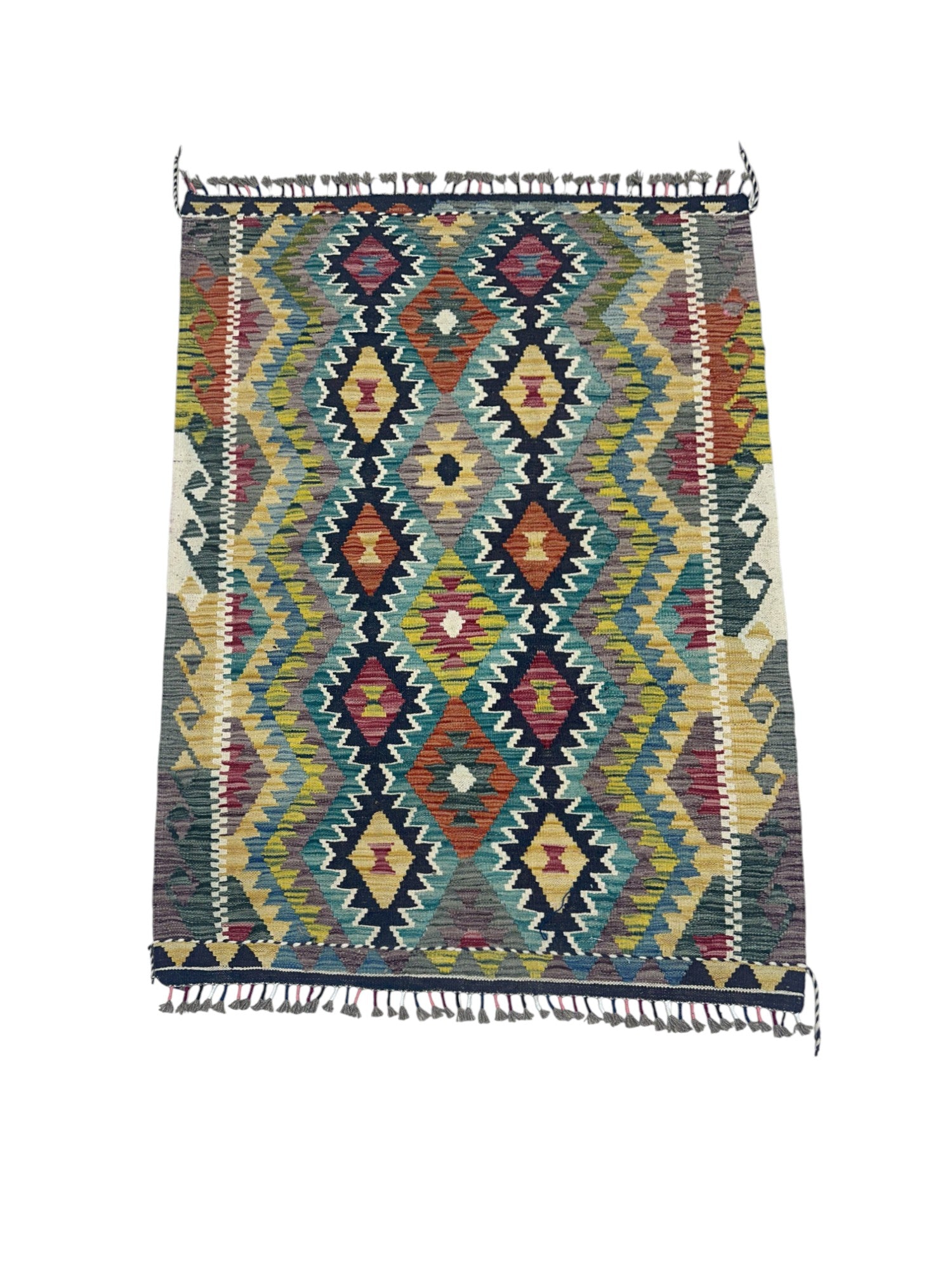 Hand-Woven Afghani Kilim Wool Rug 3'6" x 5'