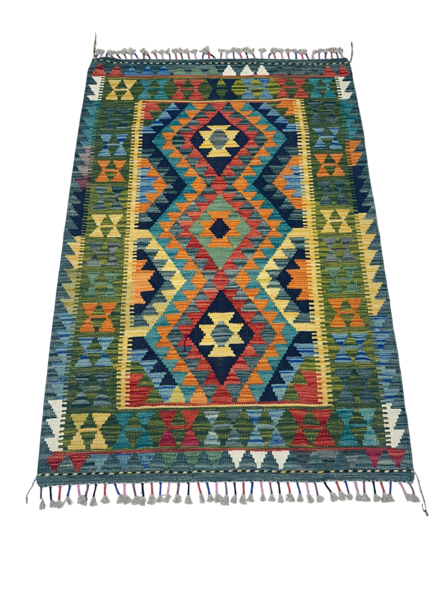 Hand-Woven Afghani Kilim Wool Rug 3'3" x 4'11"
