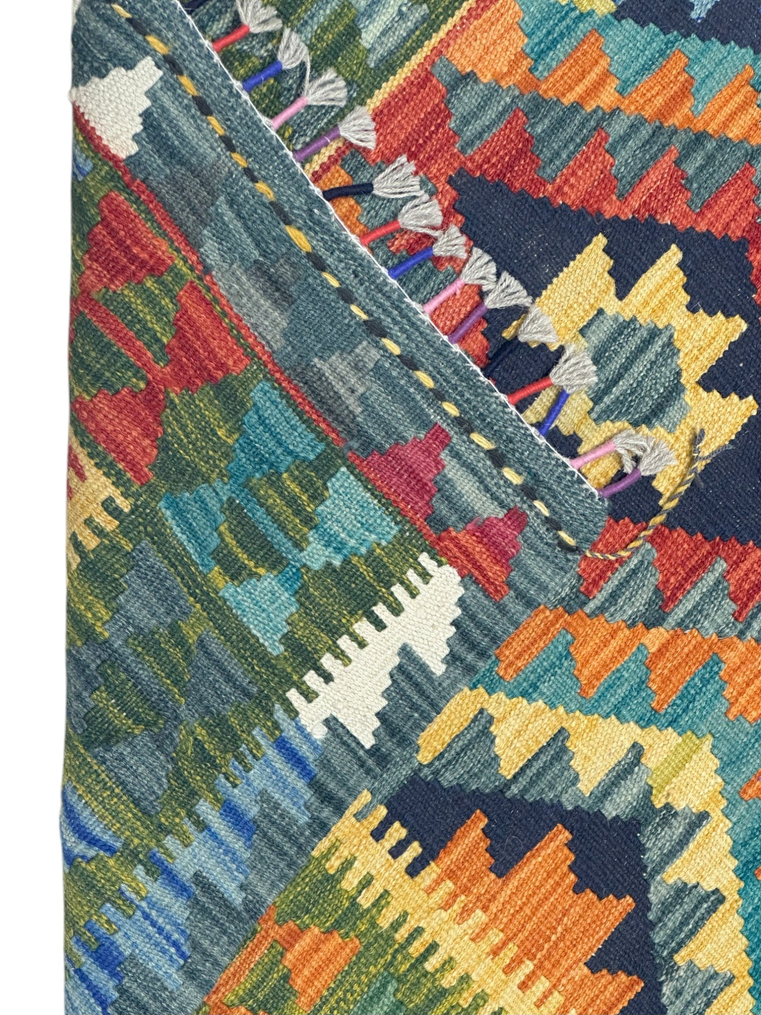 Hand-Woven Afghani Kilim Wool Rug 3'3" x 4'11"