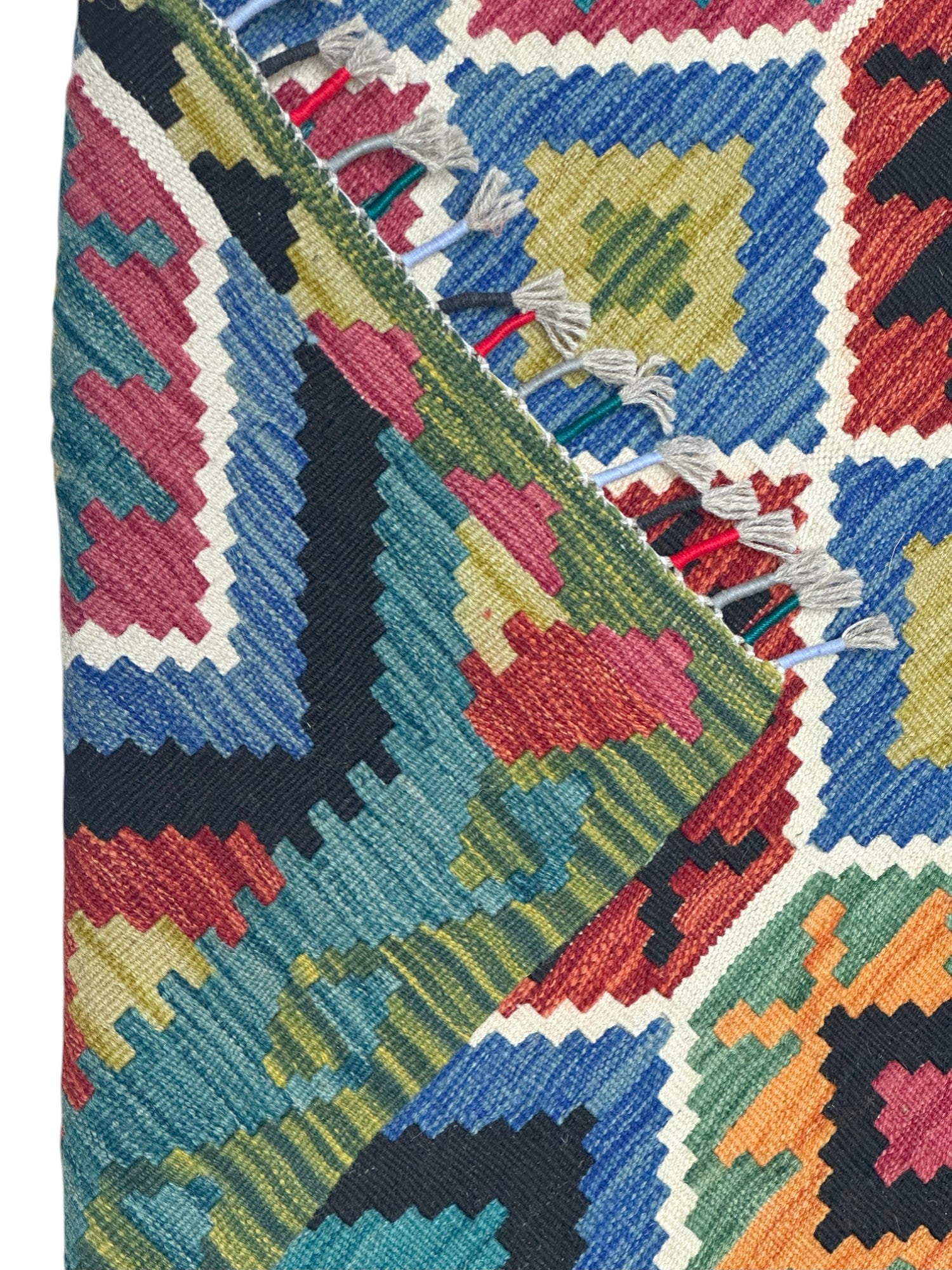 Hand-Woven Afghani Kilim Wool Rug 3'5" x 4’11”