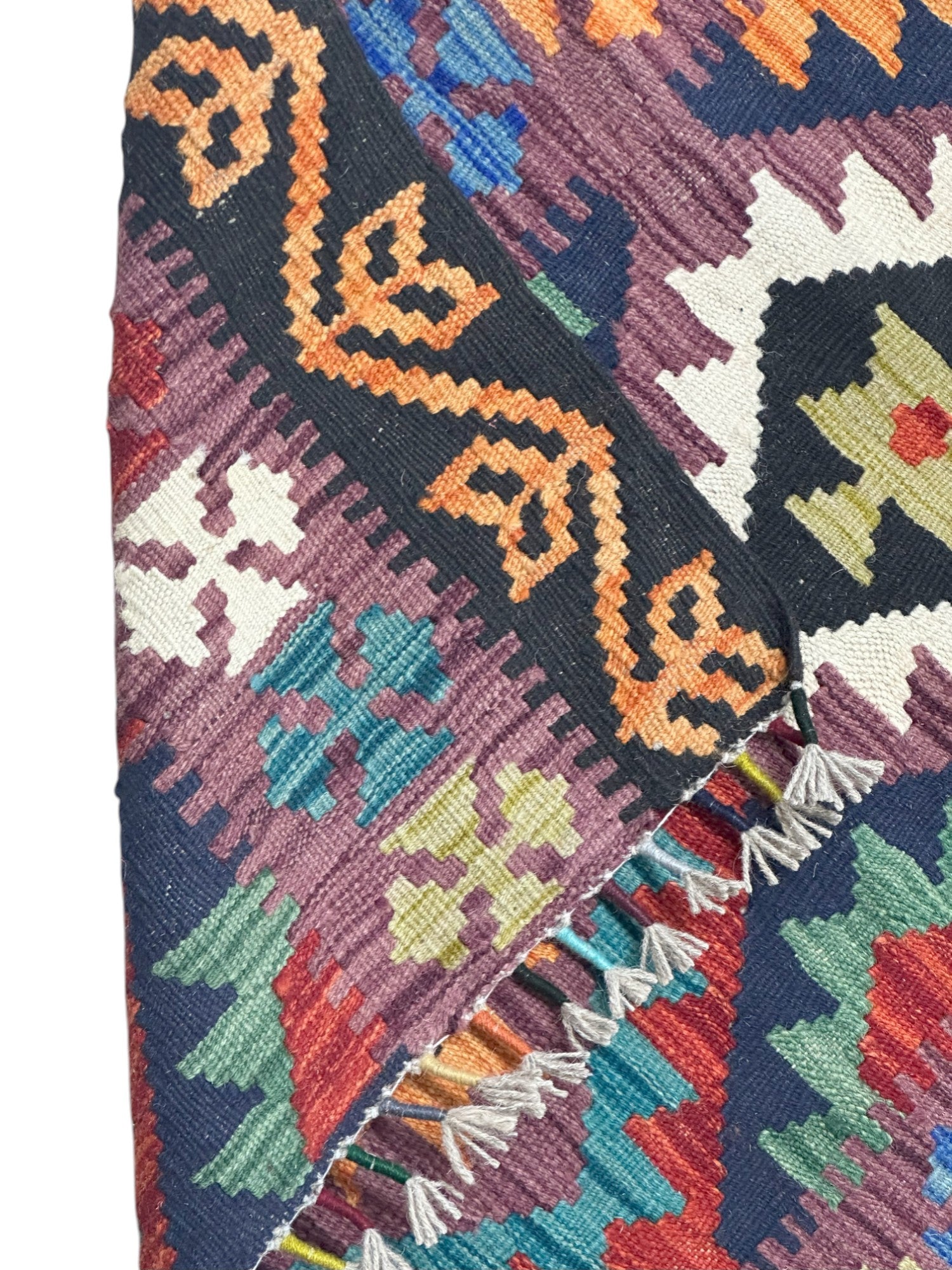 Hand-Woven Afghani Kilim Wool Rug 2'7" x 6'9"