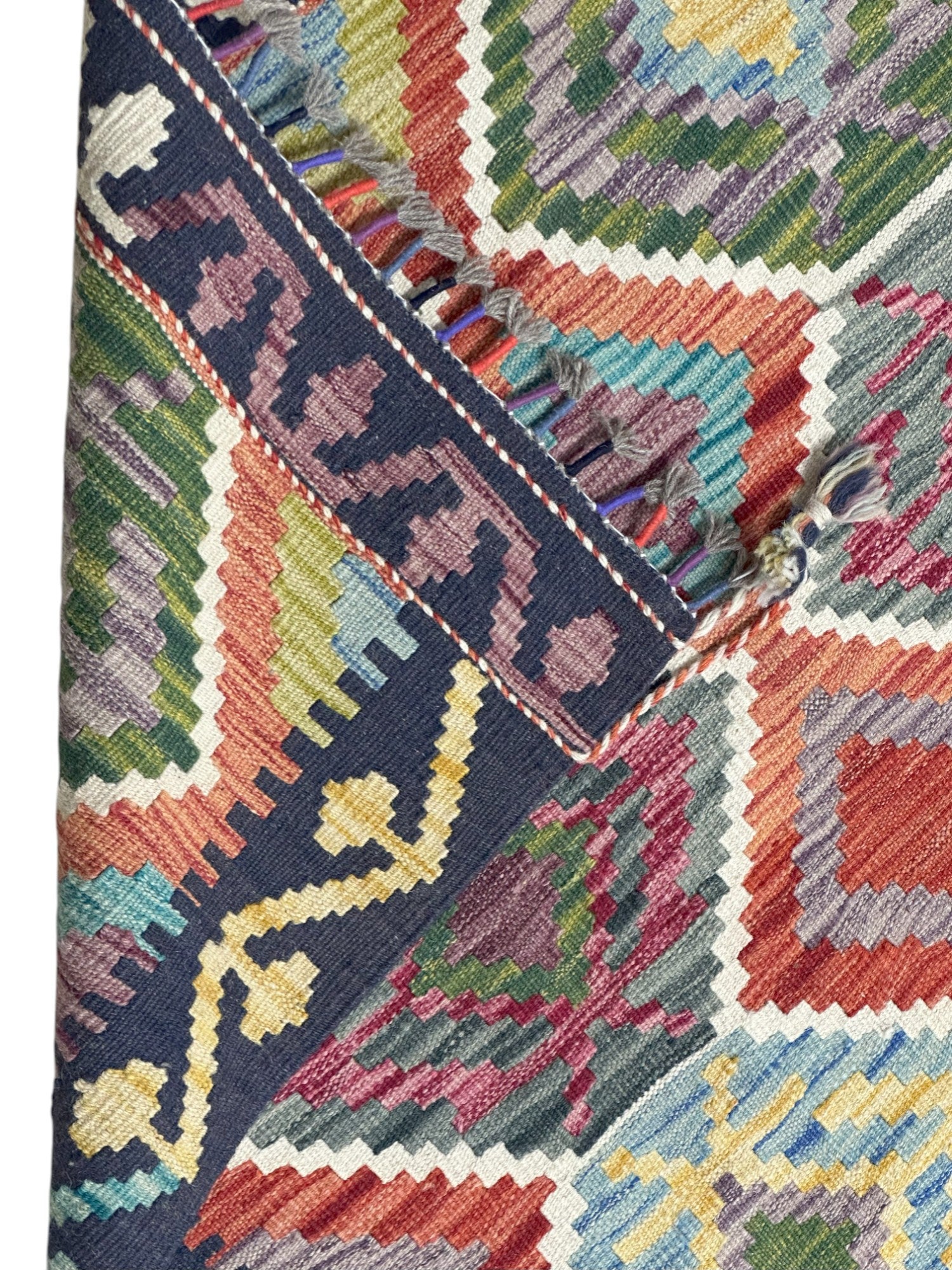 Hand-Woven Afghani Kilim Wool Rug 3'5" x 4'7"