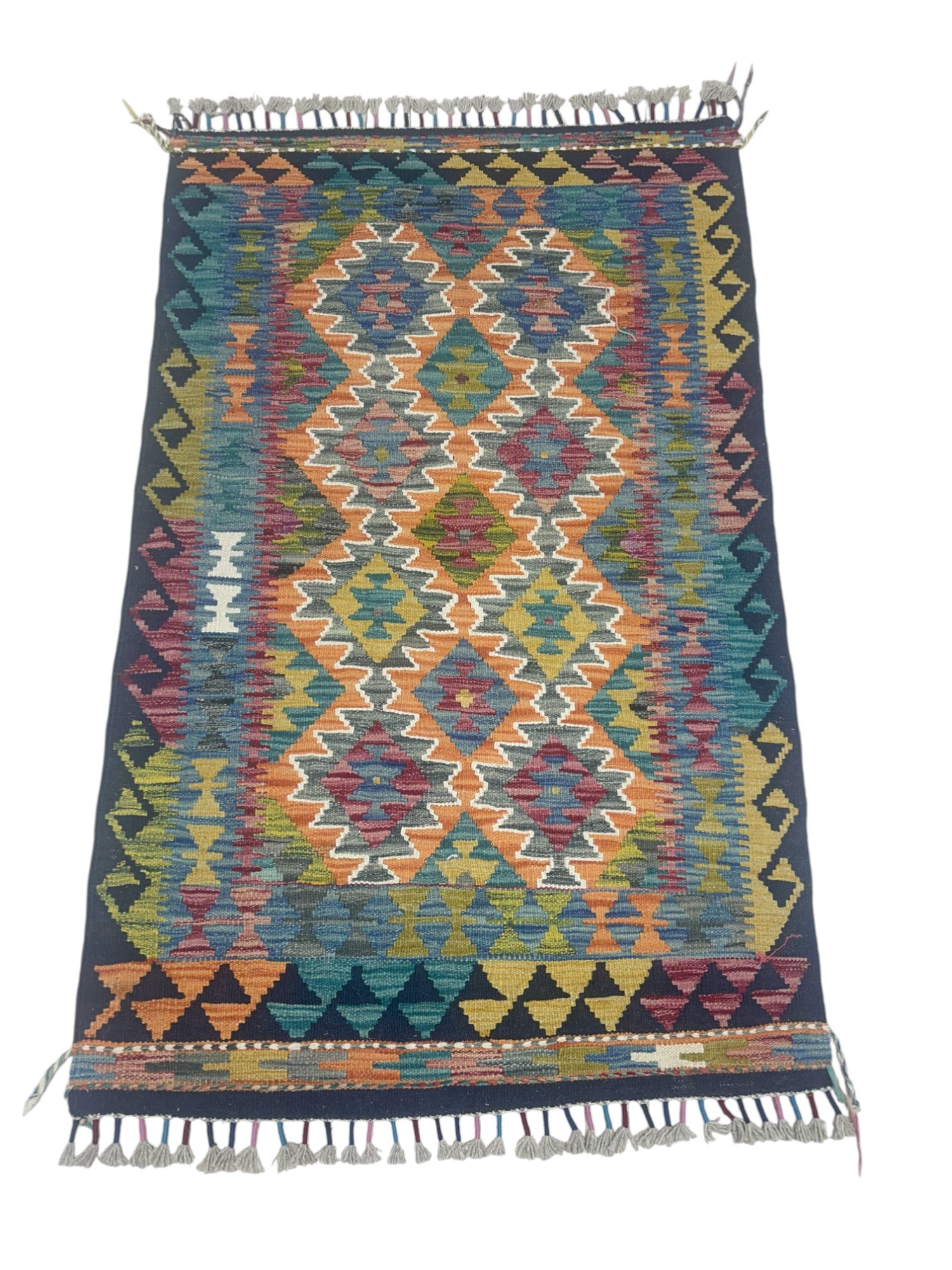 Hand-Woven Afghani Kilim Wool Rug 2'7" x 4'3"