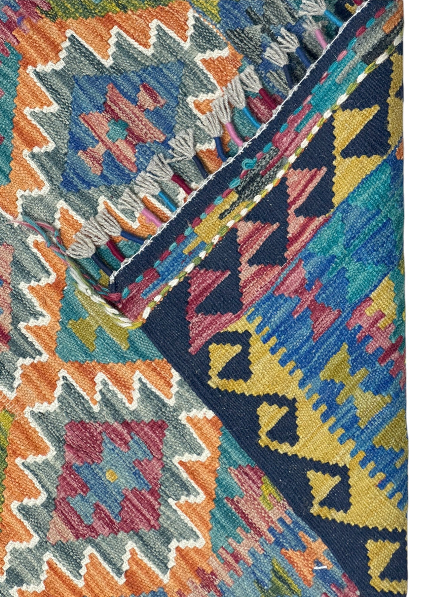 Hand-Woven Afghani Kilim Wool Rug 2'7" x 4'3"