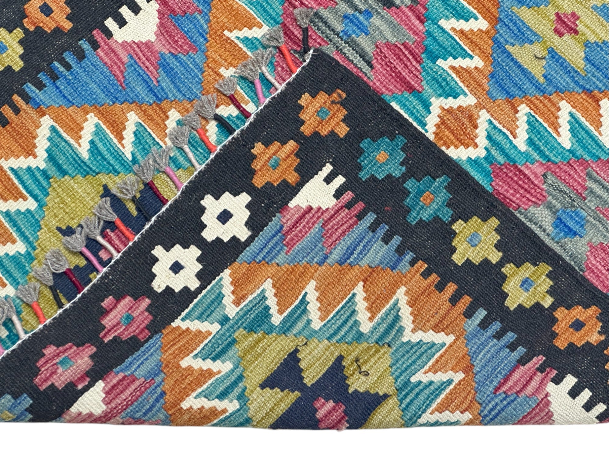 Hand-Woven Afghani Kilim Wool Rug 3'5" x 9'8"