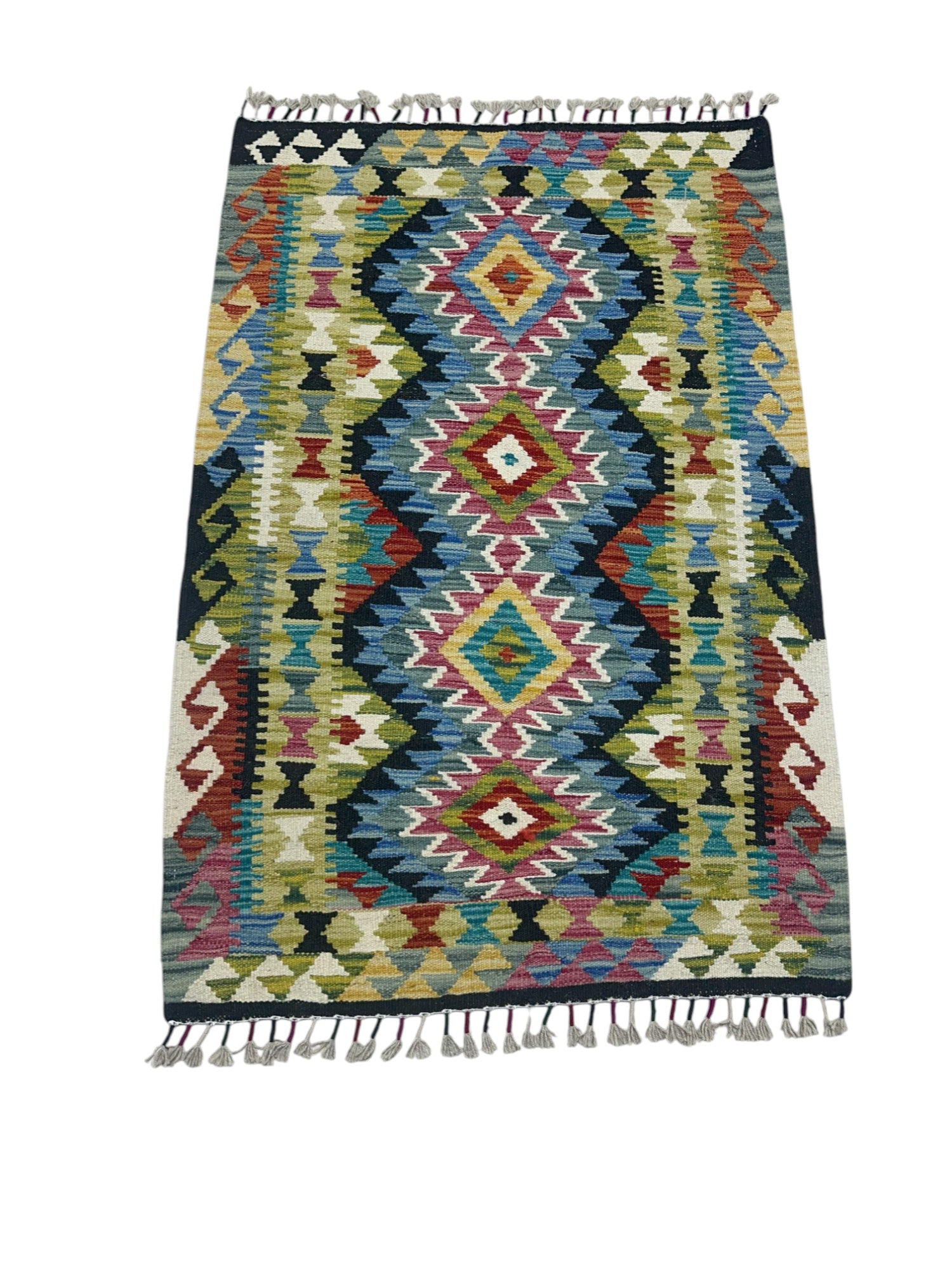Hand-Woven Afghani Kilim Wool Rug 3'3" x 4'9"