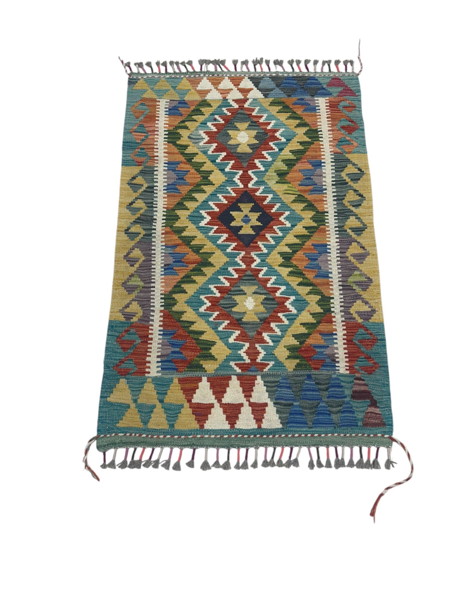 Hand-Woven Afghani Kilim Wool Rug 2'9" x 4'1"