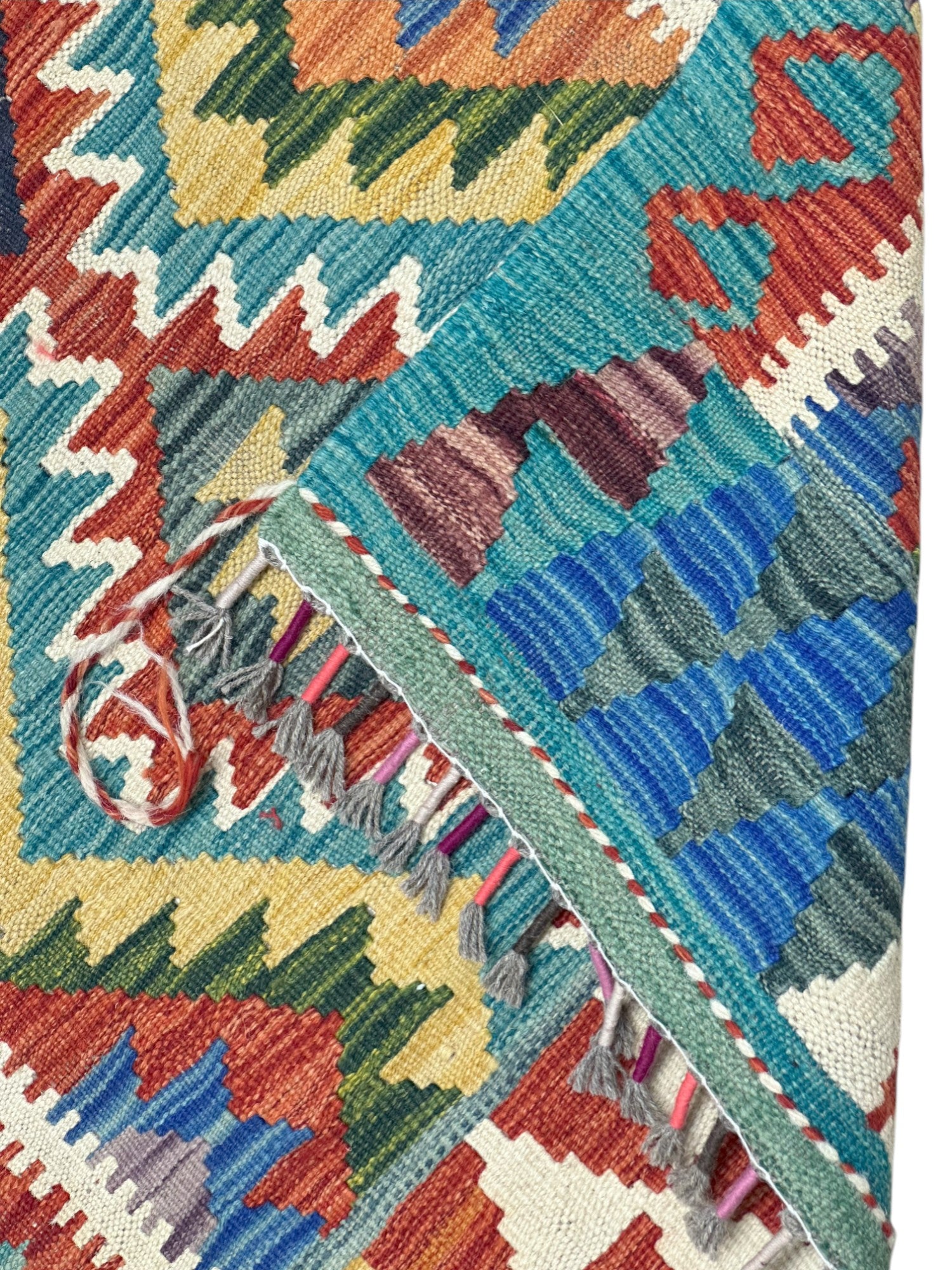 Hand-Woven Afghani Kilim Wool Rug 2'9" x 4'1"