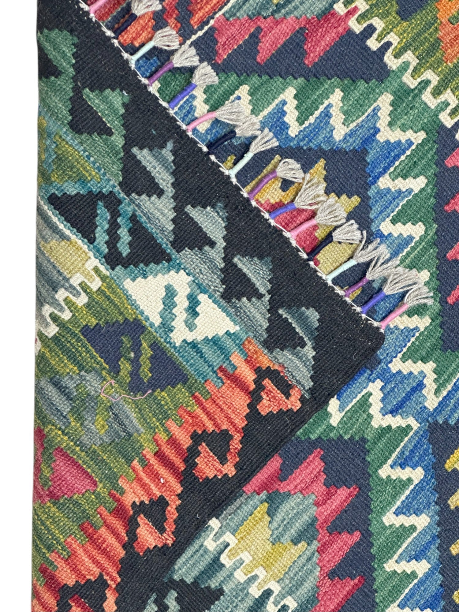 Hand-Woven Afghani Kilim Wool Rug 2'8" x 4’1”