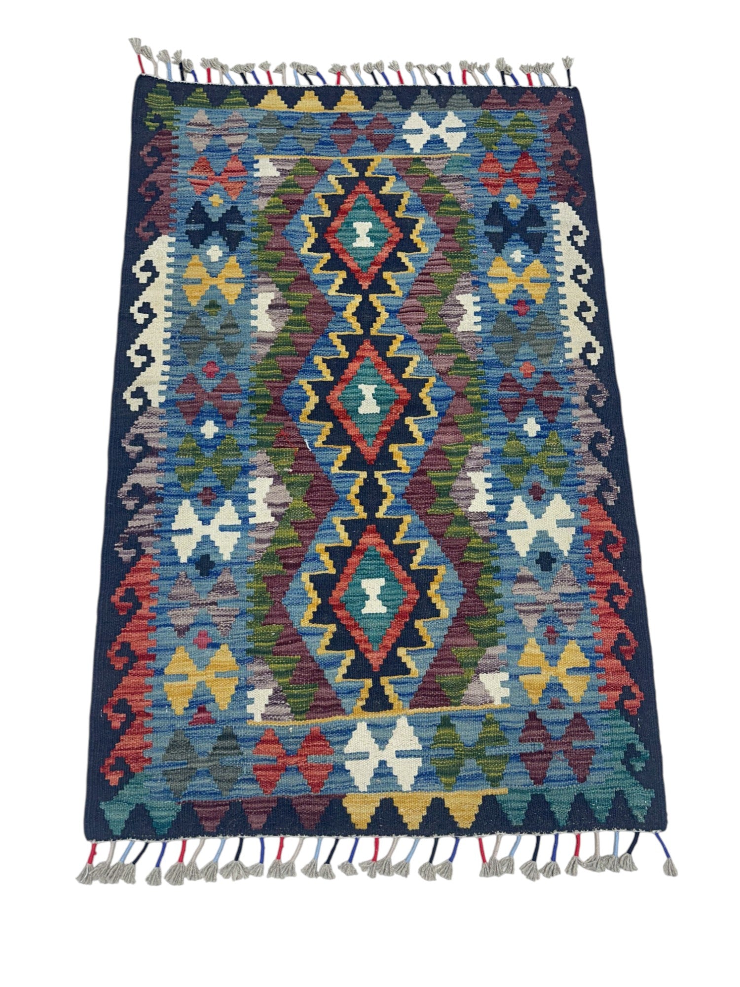 Hand-Woven Afghani Kilim Wool Rug 2'7" x 4'1"