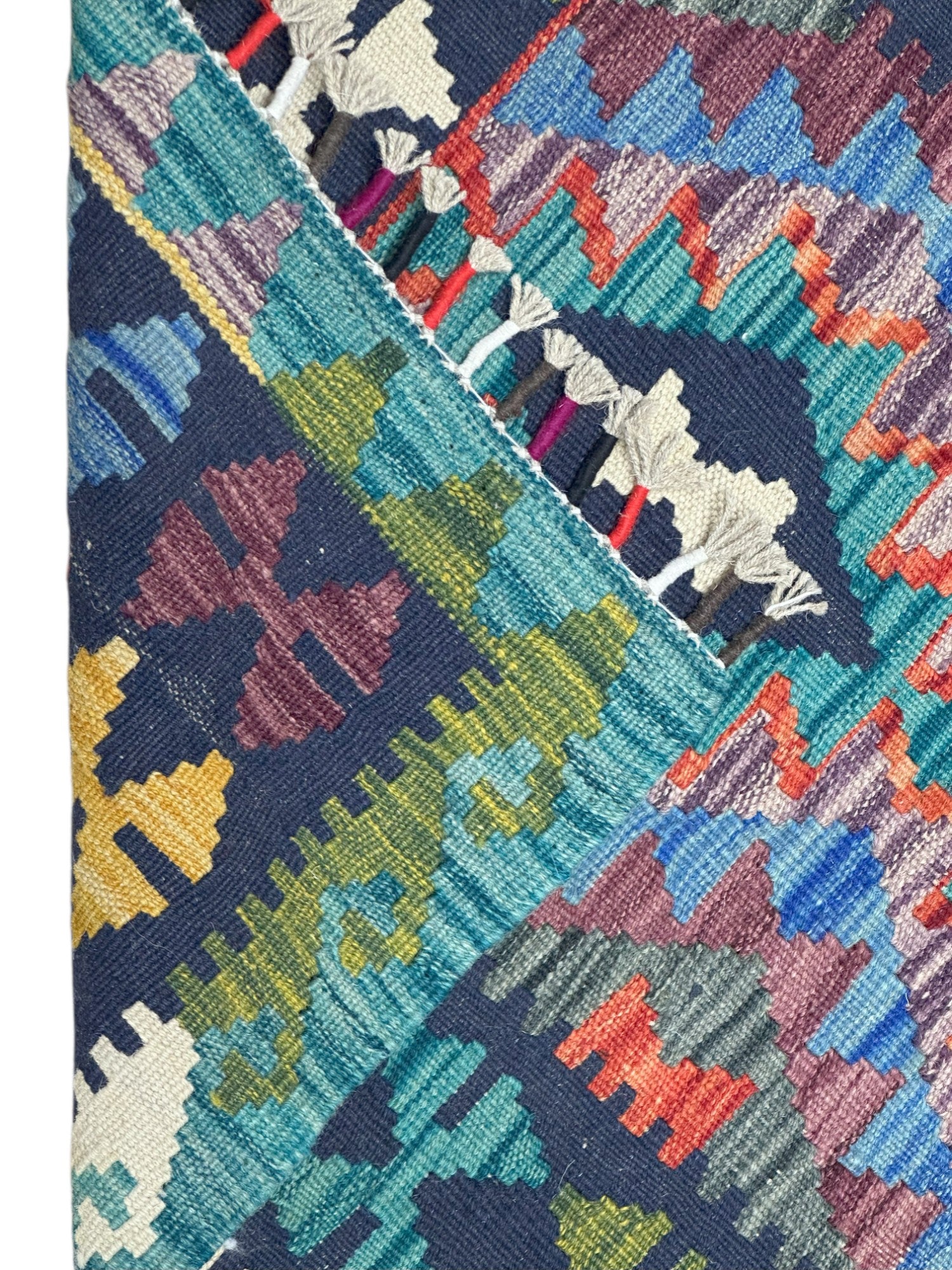 Hand-Woven Afghani Kilim Wool Rug 2'8" x 4'1"