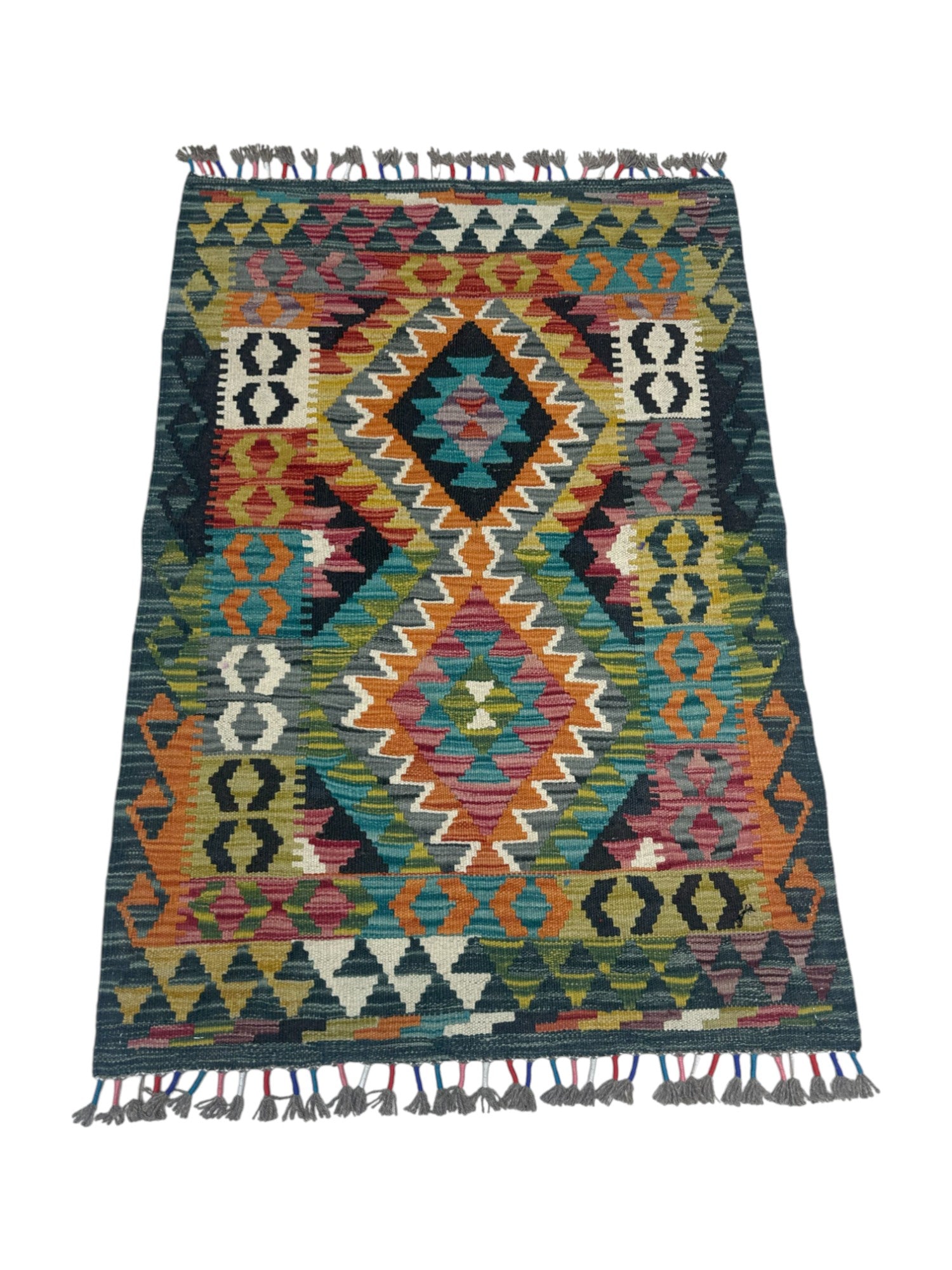 Hand-Woven Afghani Kilim Wool Rug 2'9" x 4'2"