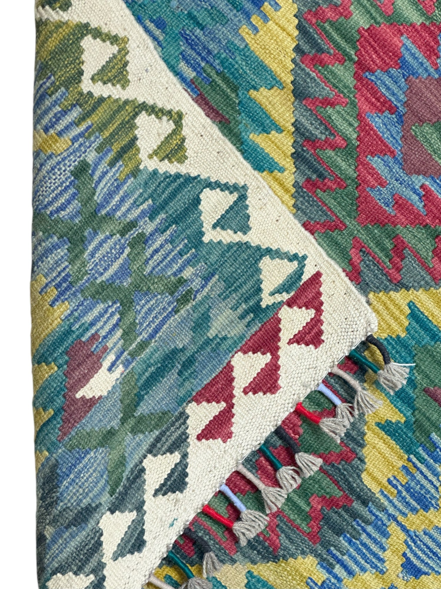Hand-Woven Afghani Kilim Wool Rug 2'8" x 4'1"