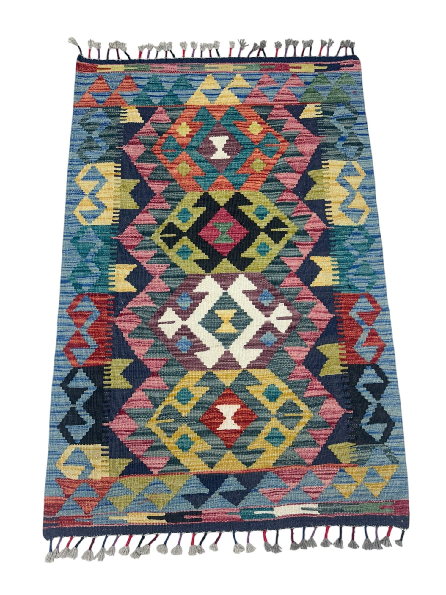 Hand-Woven Afghani Kilim Wool Rug 2'8" x 4'1"