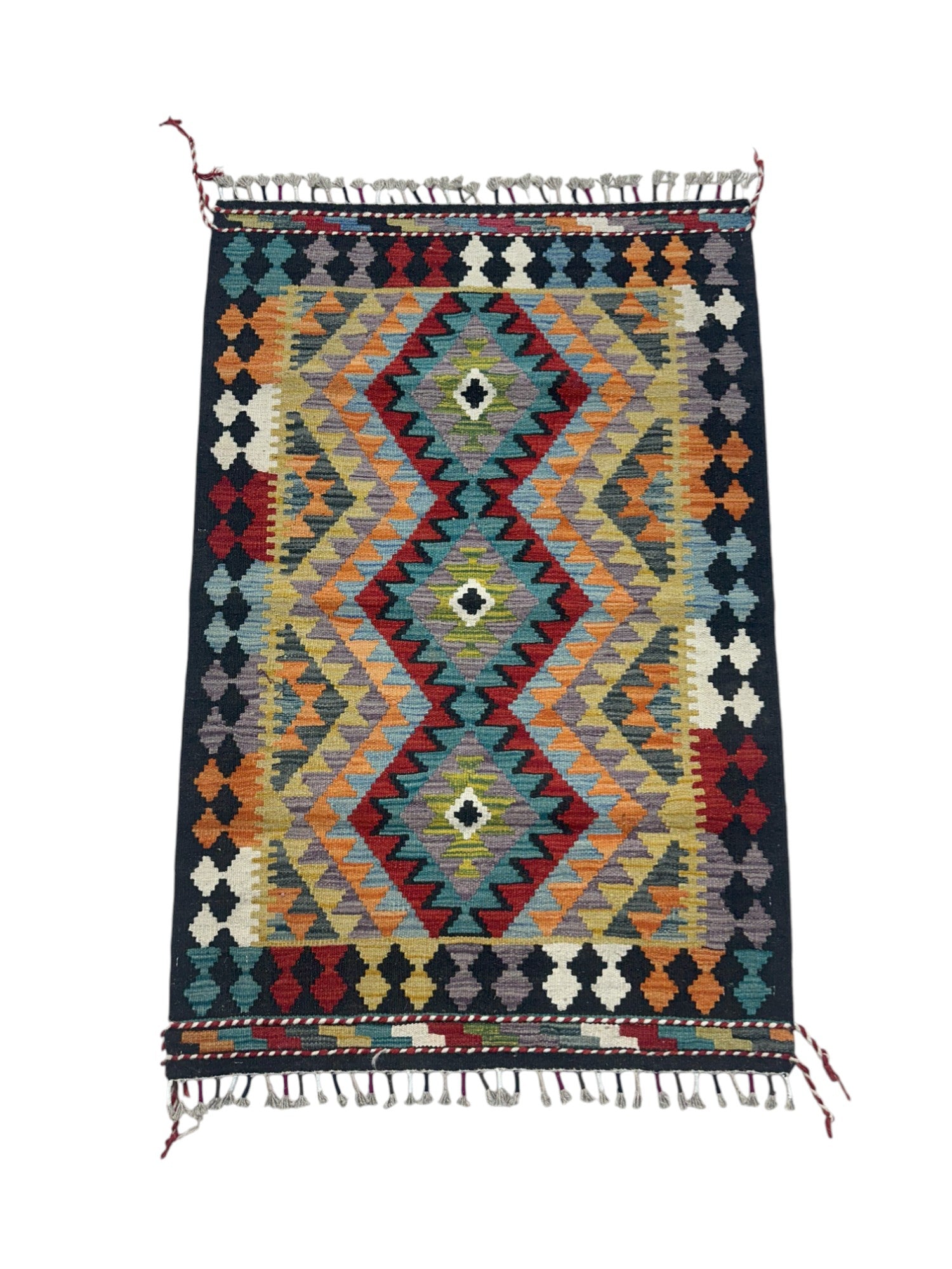 Hand-Woven Afghani Kilim Wool Rug 2’9” x 4'2”