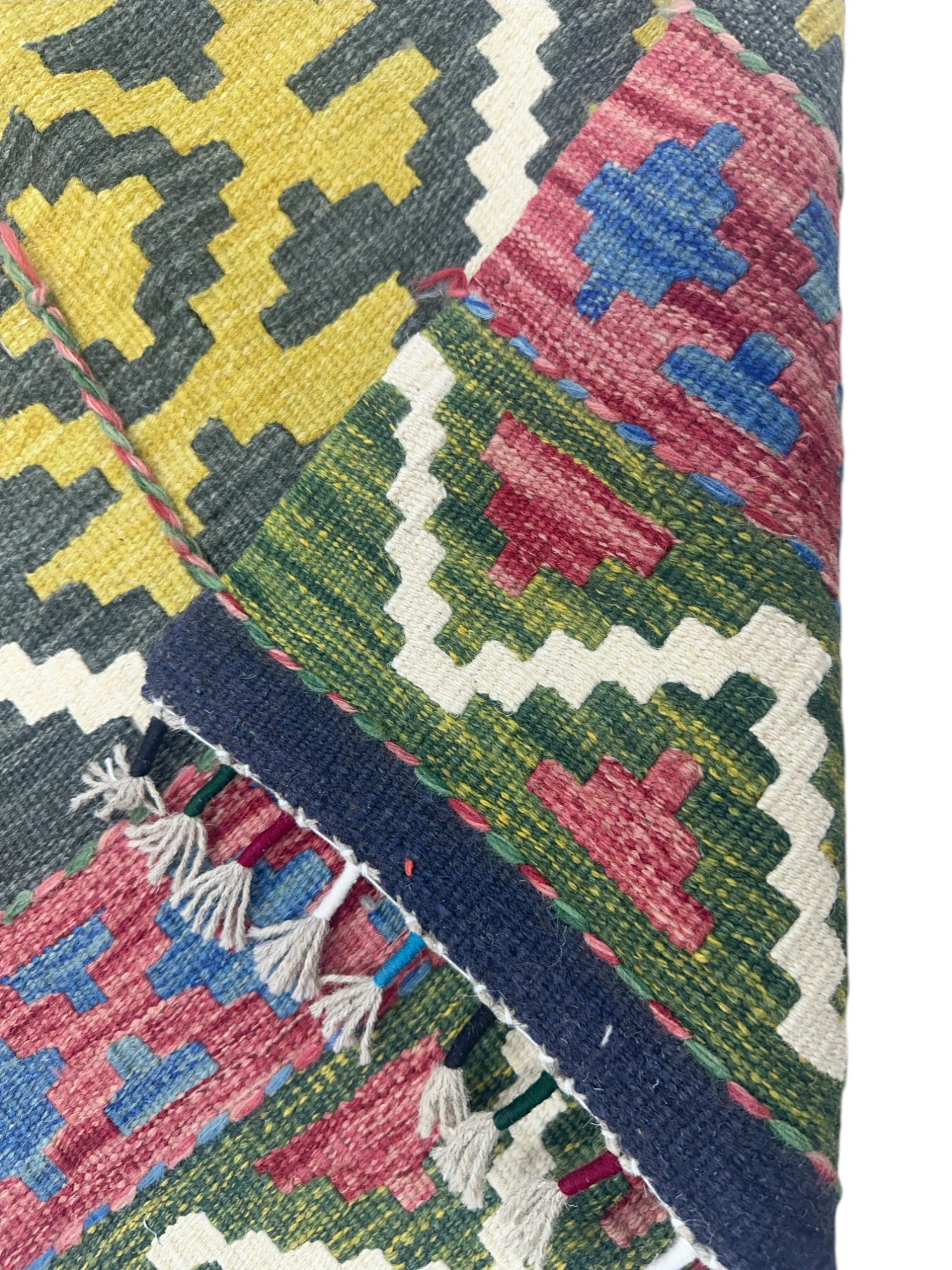 Hand-Woven Afghani Kilim Wool Rug 2’ x 6’3”
