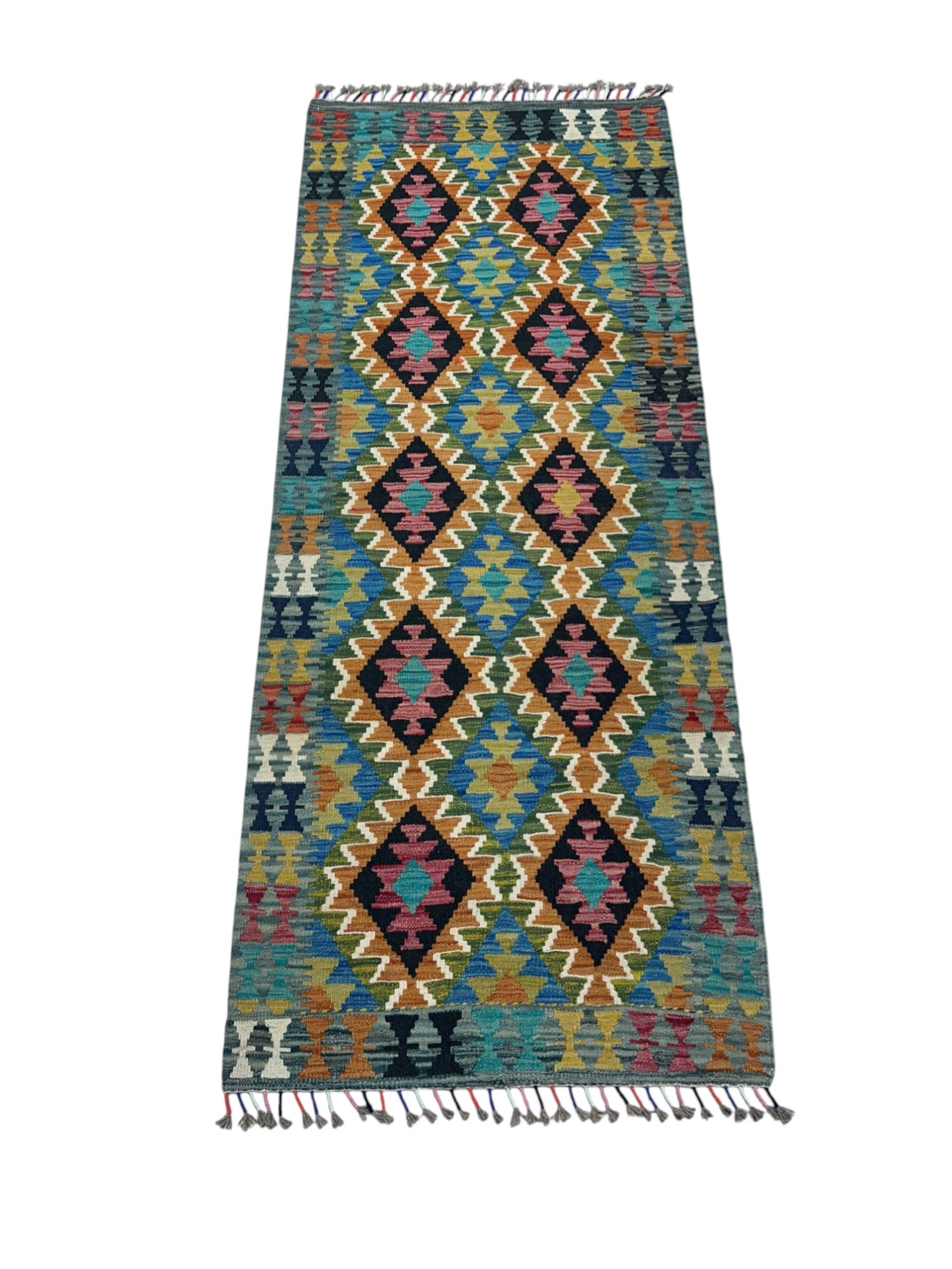 Hand-Woven Afghani Kilim Wool Rug 3'1" x 9'9"