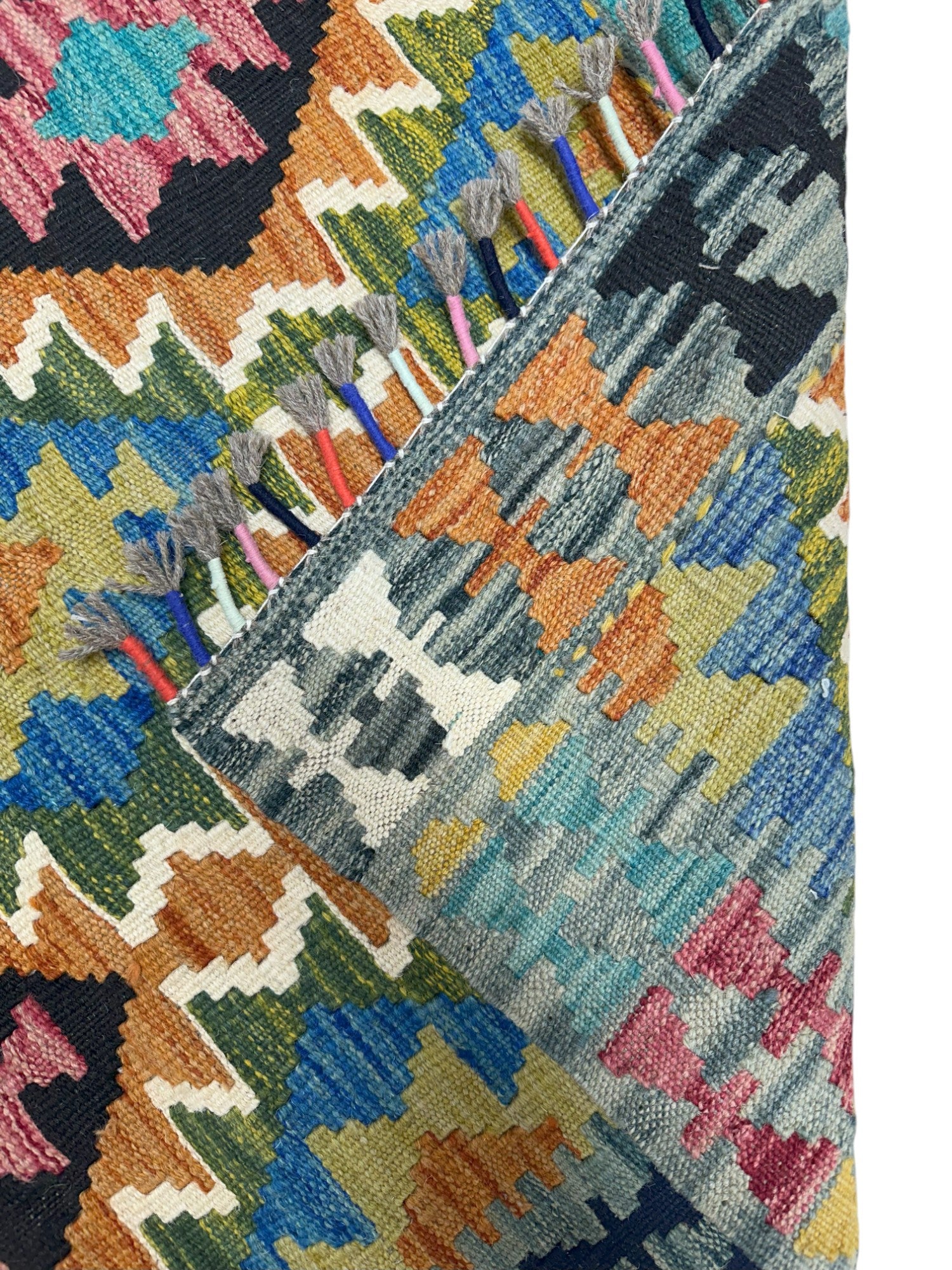 Hand-Woven Afghani Kilim Wool Rug 3'1" x 9'9"