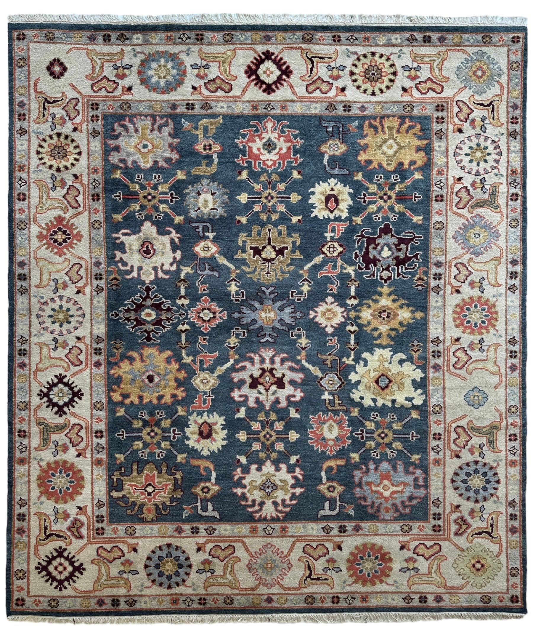 Hand Knotted Oushak Traditional Wool Rug, Living Room Rug 8 x 10