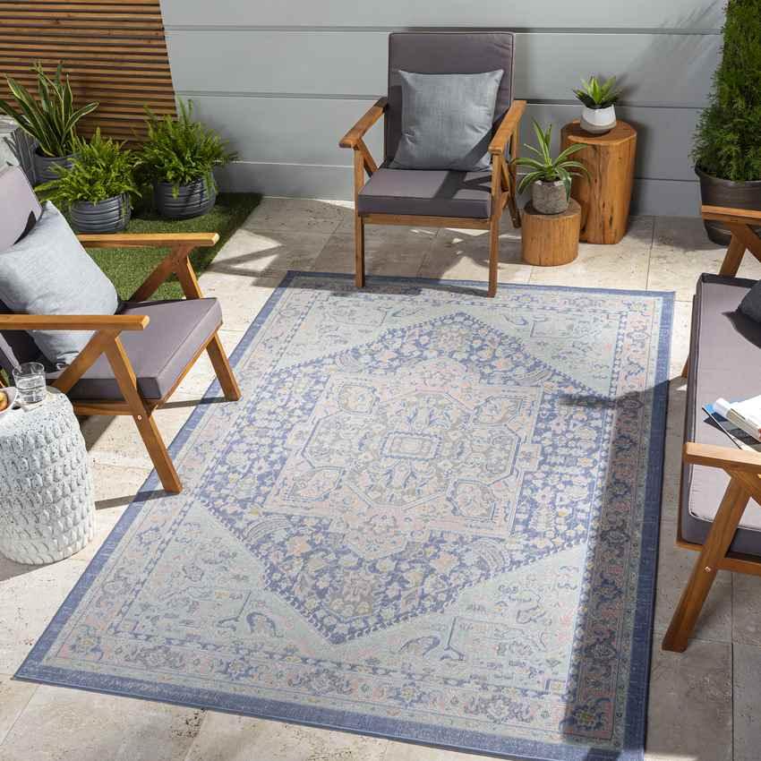Agioi Traditional Dark Blue Area Rug