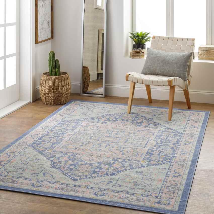 Agioi Traditional Dark Blue Area Rug