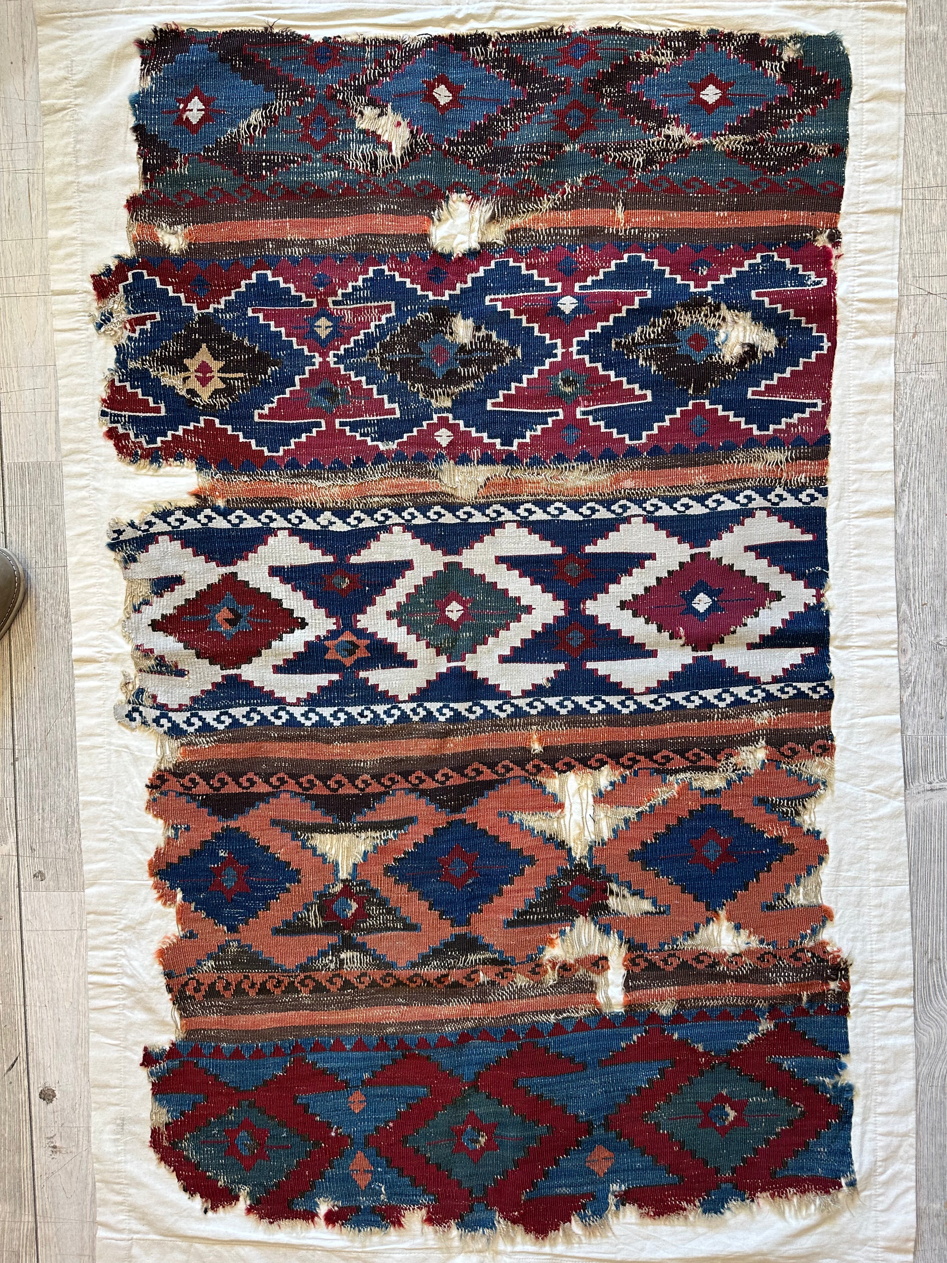 Antique Anatolian Fragment Kilim 3’ x 4’9”
