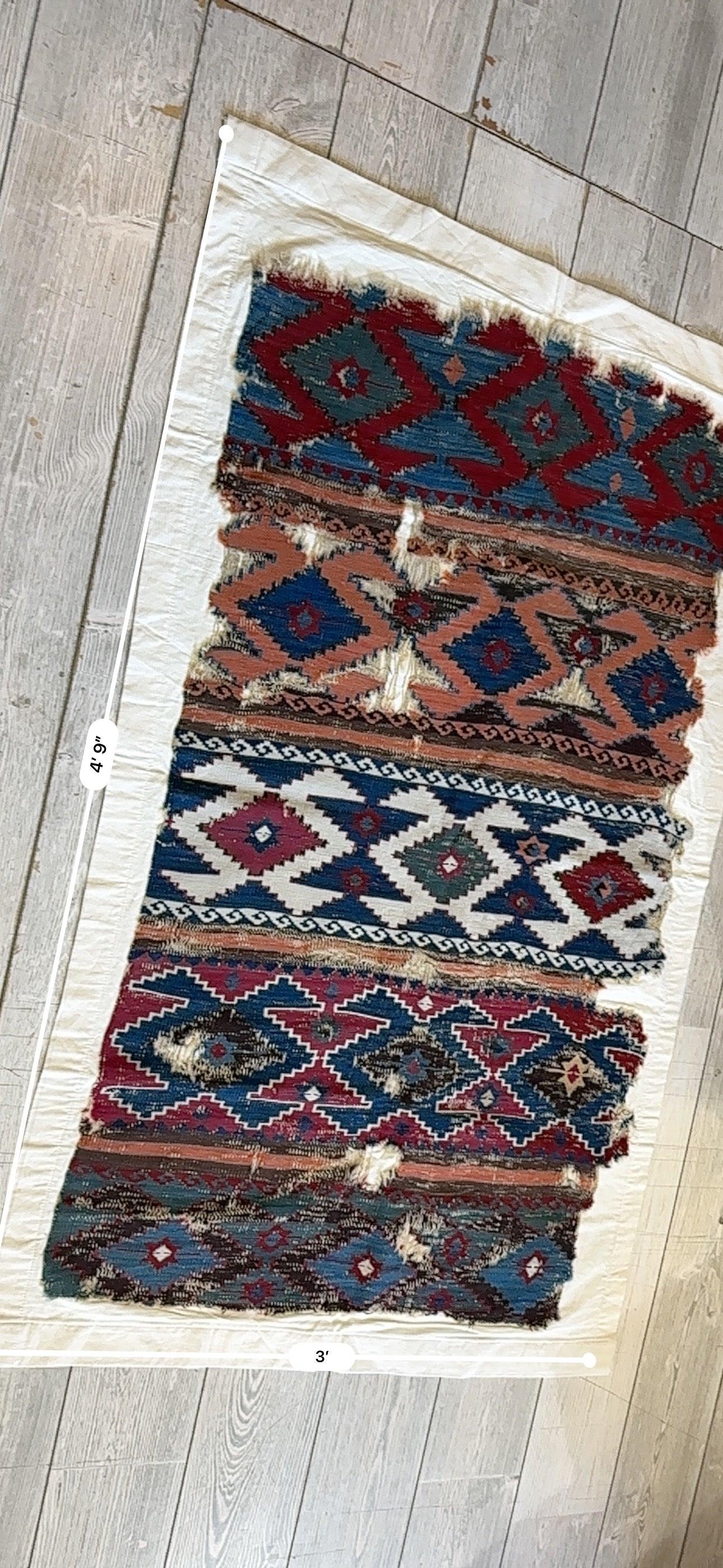 Antique Anatolian Fragment Kilim 3’ x 4’9”