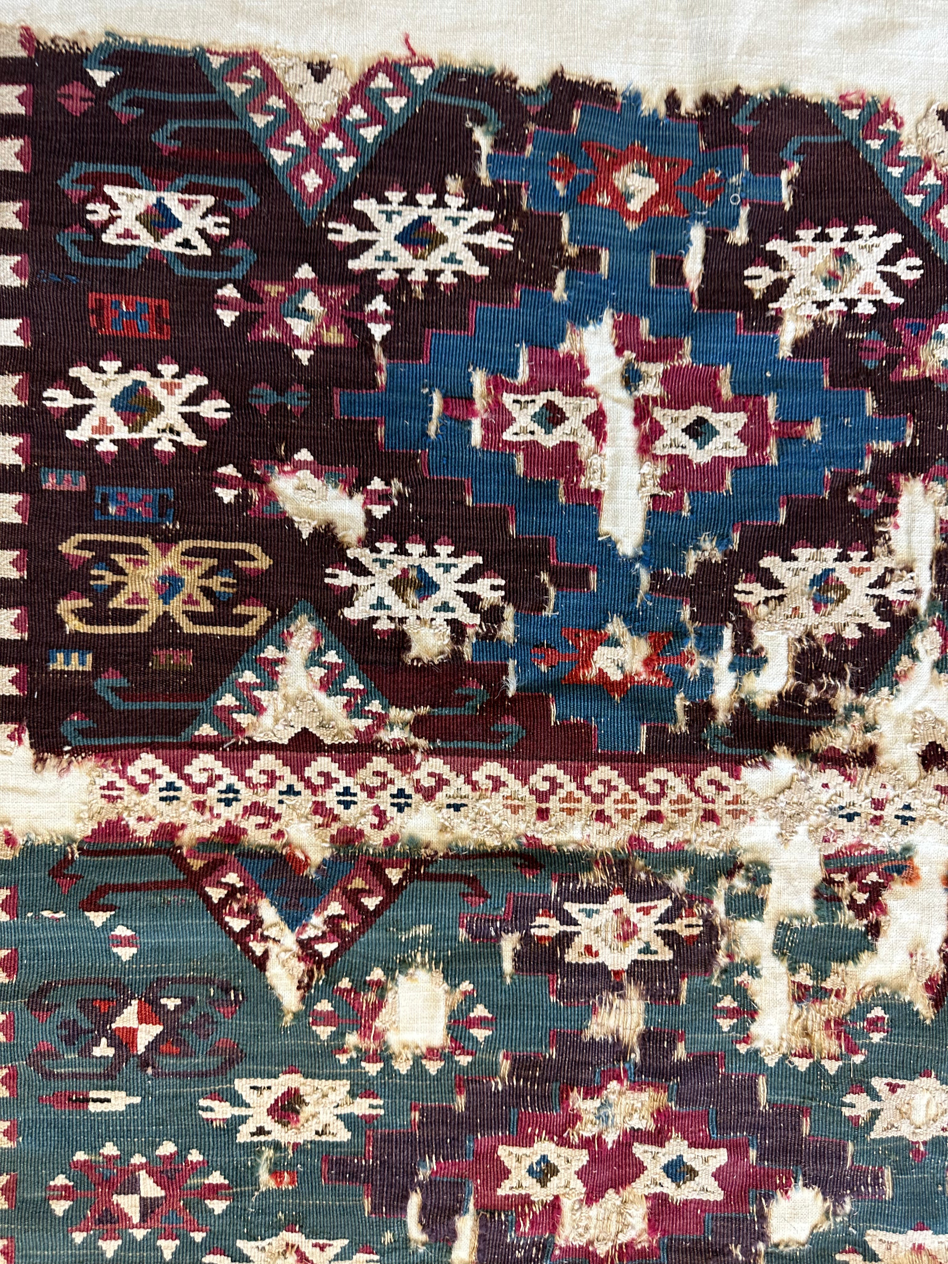 Antique Anatolian Kilim Fragment 30” x 35”