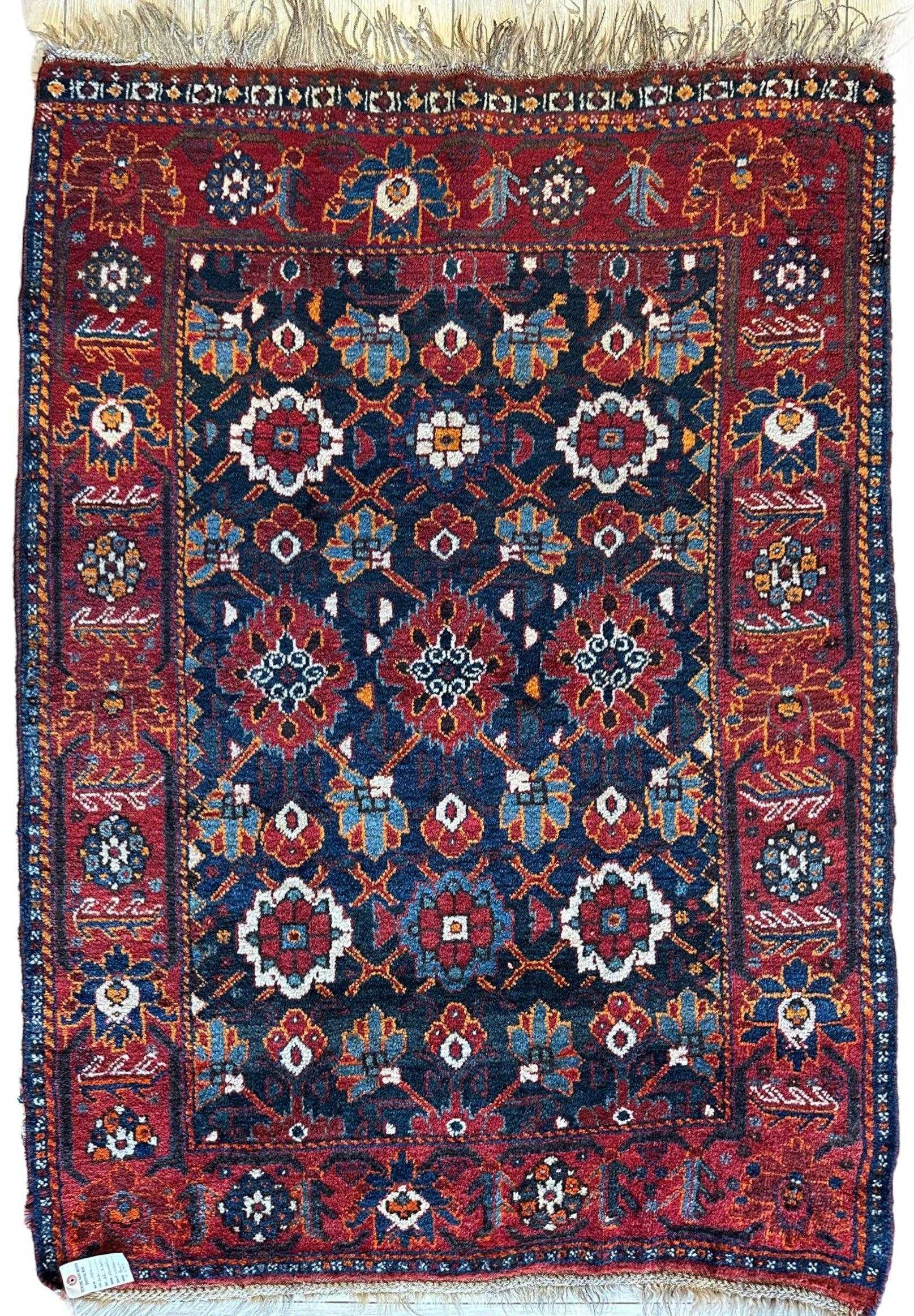 Antique Attractive Persian Khamseh Rug Early 20th Century 46” x 66”
