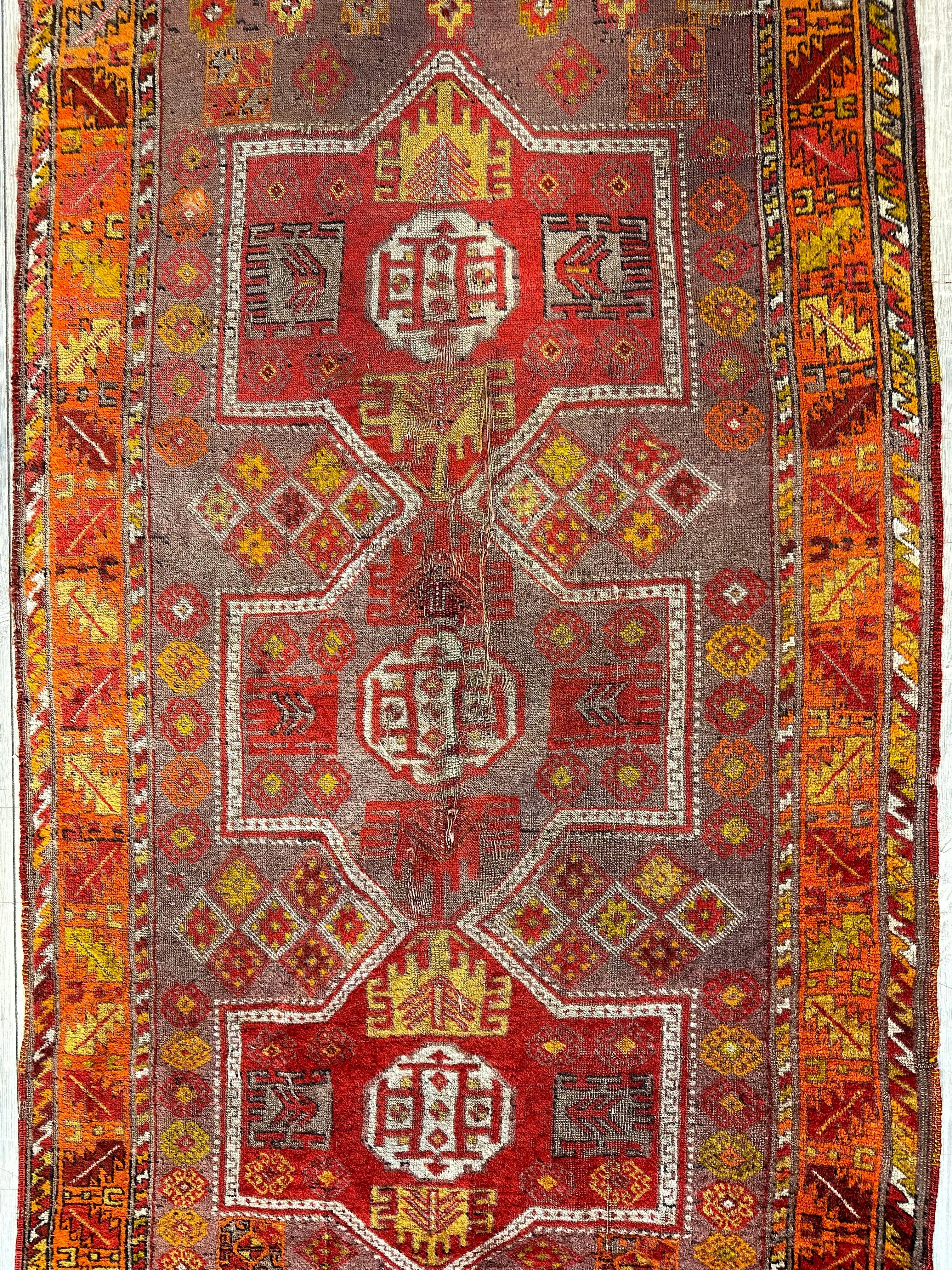Antique worn Turkish Rug 3’9” x 6’7”
