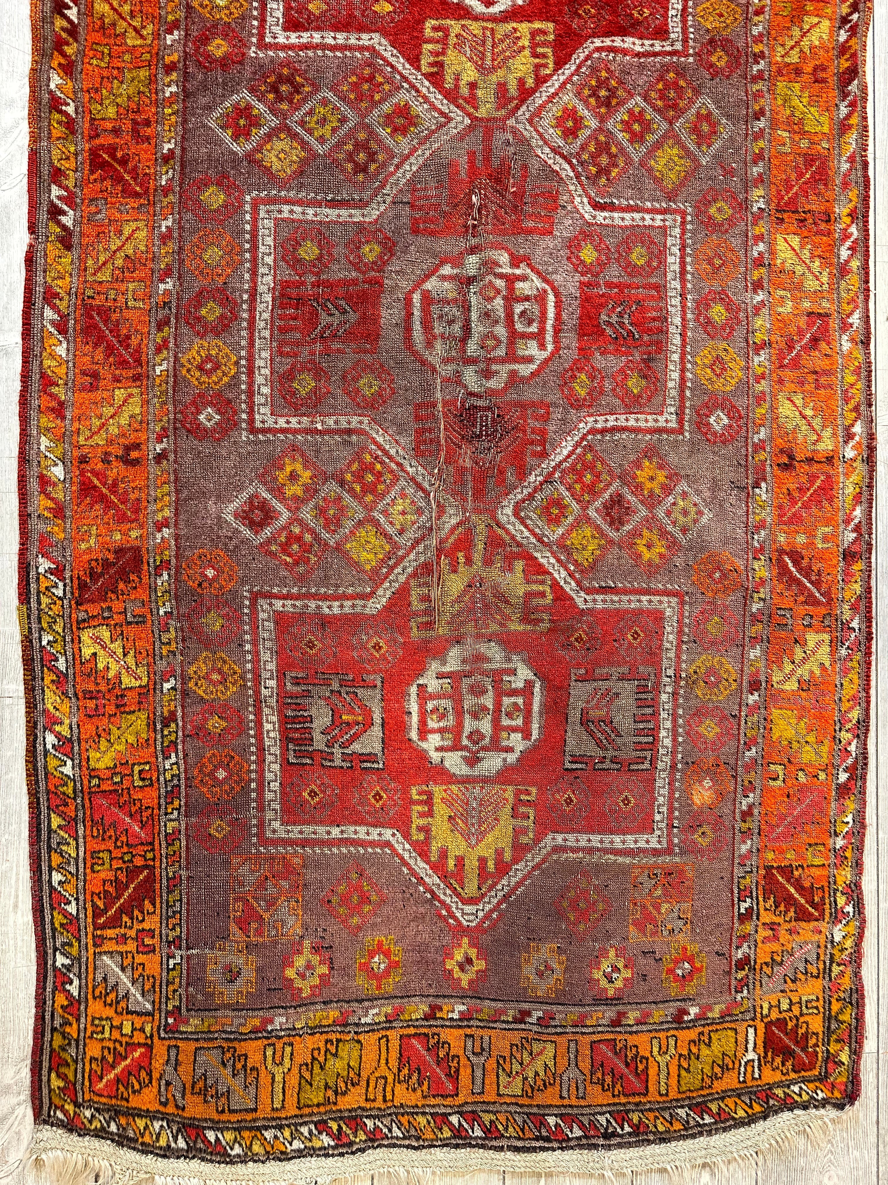 Antique worn Turkish Rug 3’9” x 6’7”