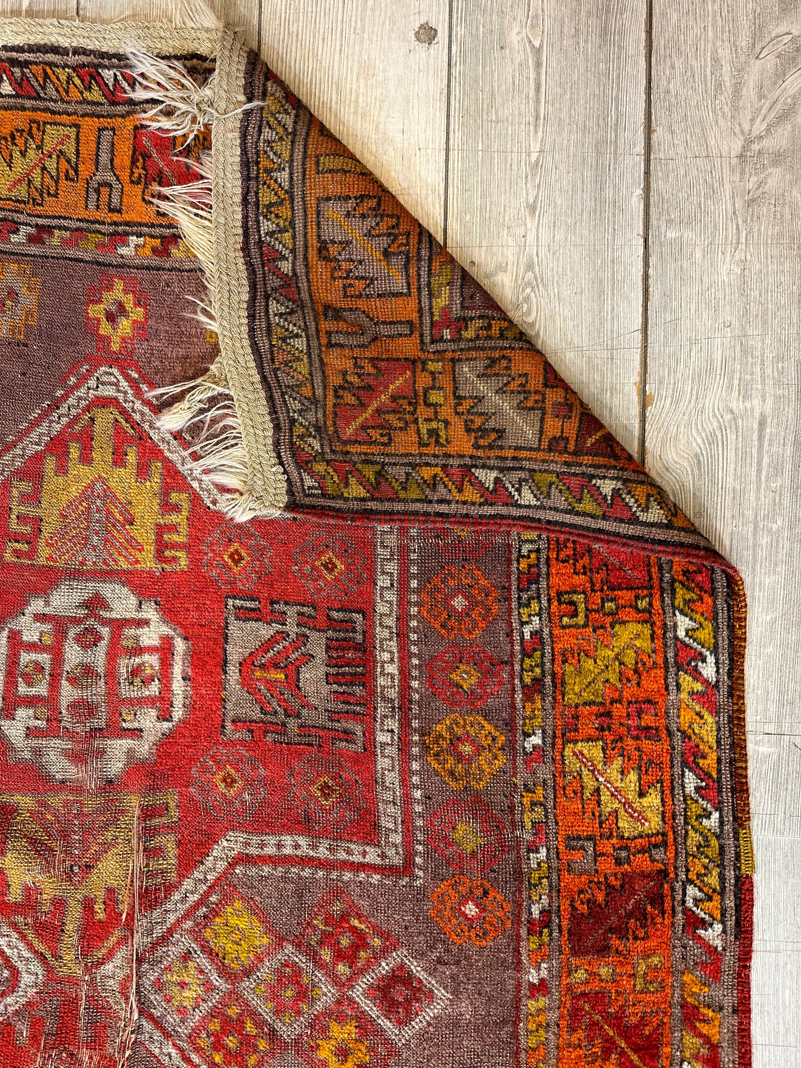 Antique worn Turkish Rug 3’9” x 6’7”