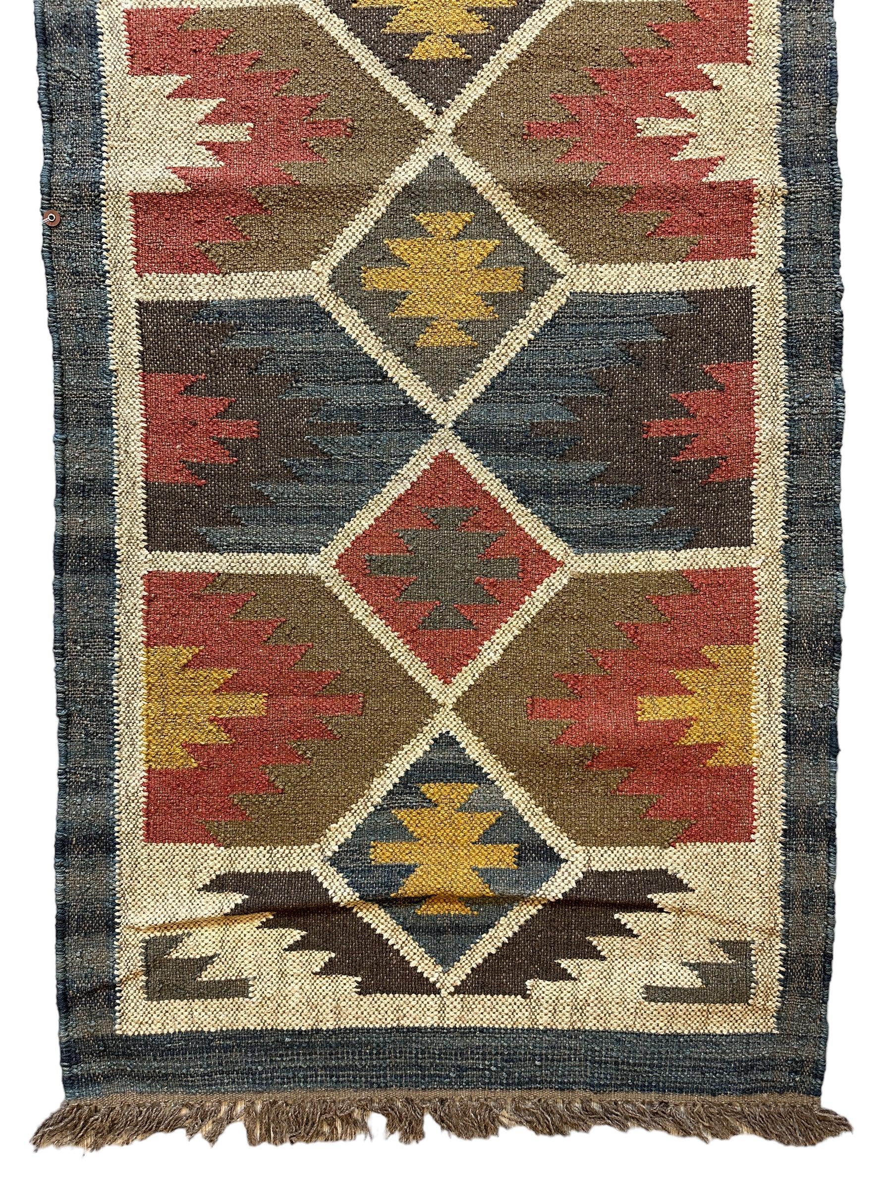 Beautiful Indo-Turkish Geometric Kilim Runner 2’6” x 6’
