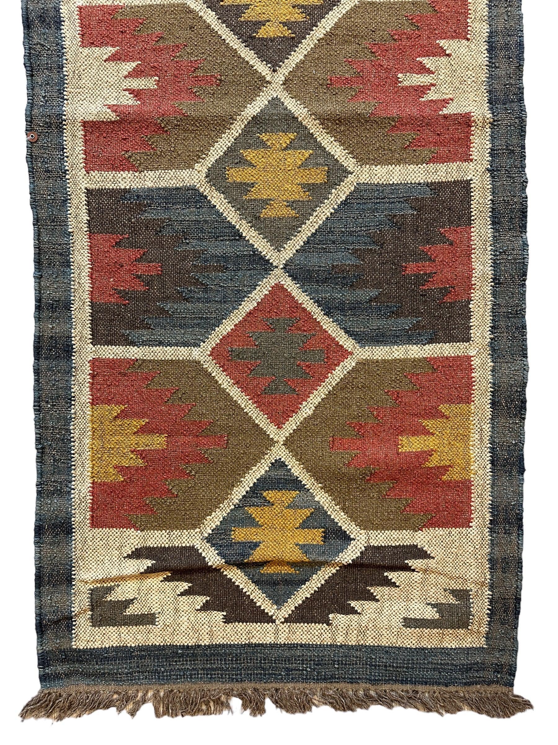 Beautiful Indo-Turkish Geometric Kilim Runner 2’6” x 6’