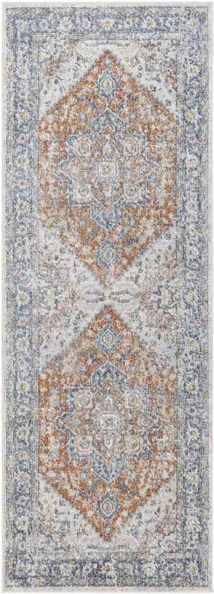 Estill Traditional Burnt Orange Washable Area Rug