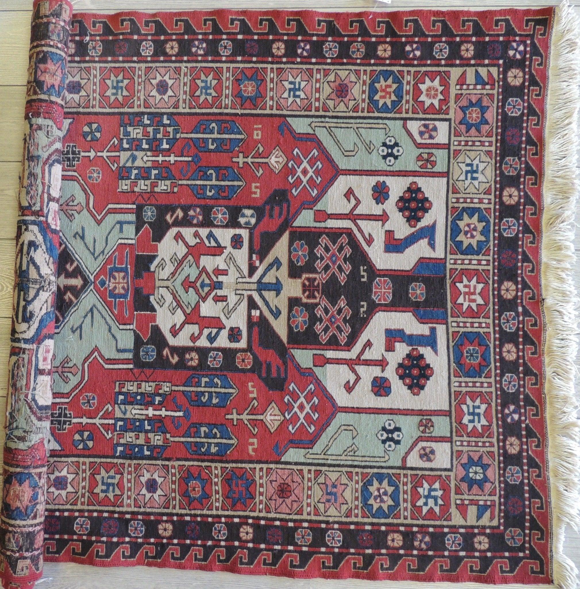 Exquisite Vintage Hand Knotted Soumak Area Rug 6x4 Ft