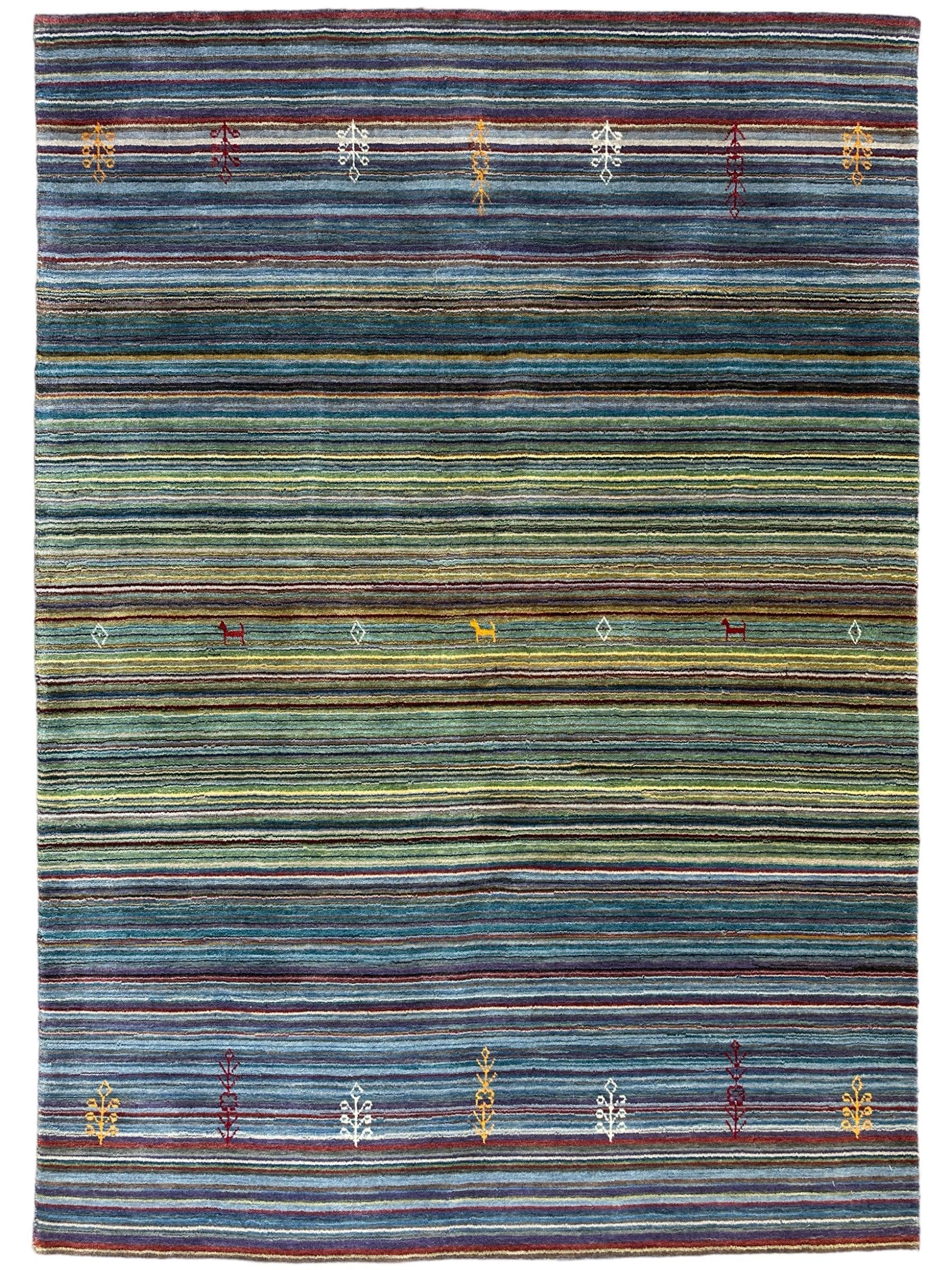 Hand-Woven Indo-Gabbeh Rug 4’10” x 6’10”