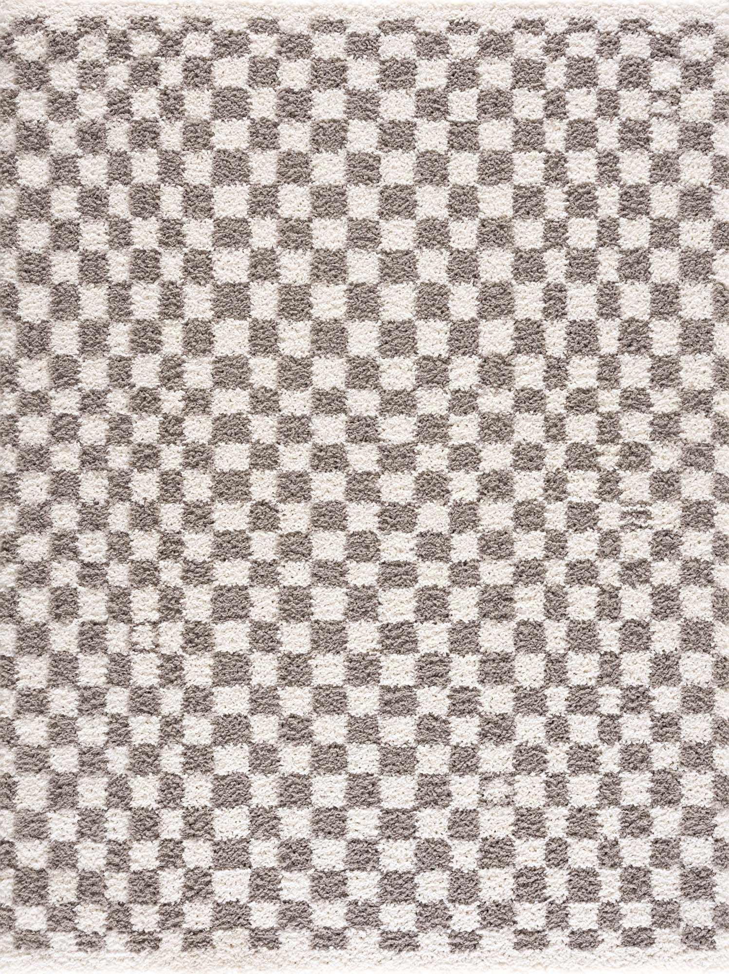 Kieu Taupe Checkered Area Rug