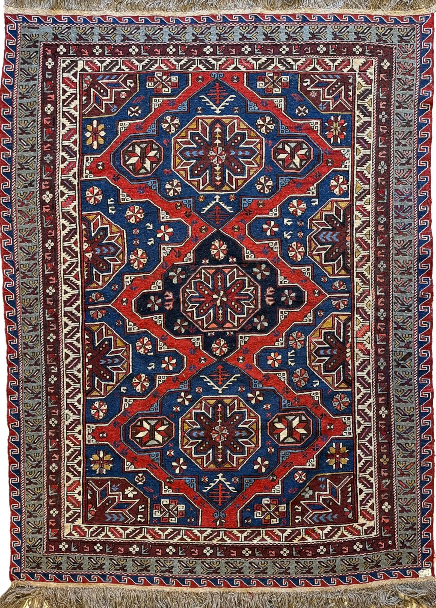 Vintage Tribal Lezgi Daghestan Soumak Rug 8' x 6' ft