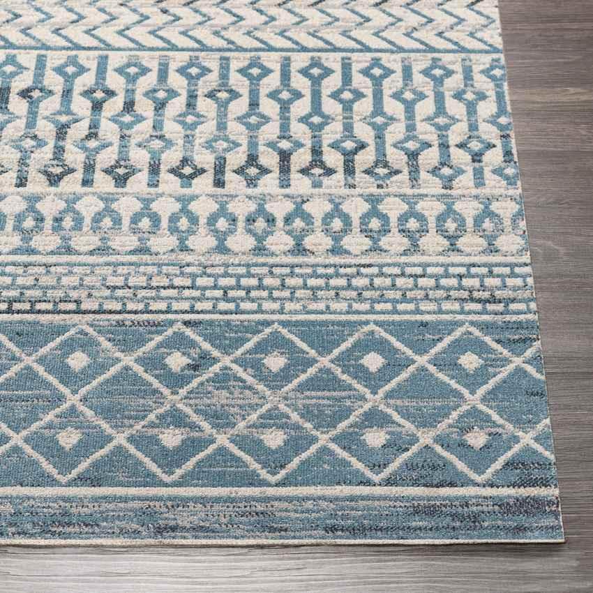 West Terre Haute Global Ice Blue Washable Area Rug
