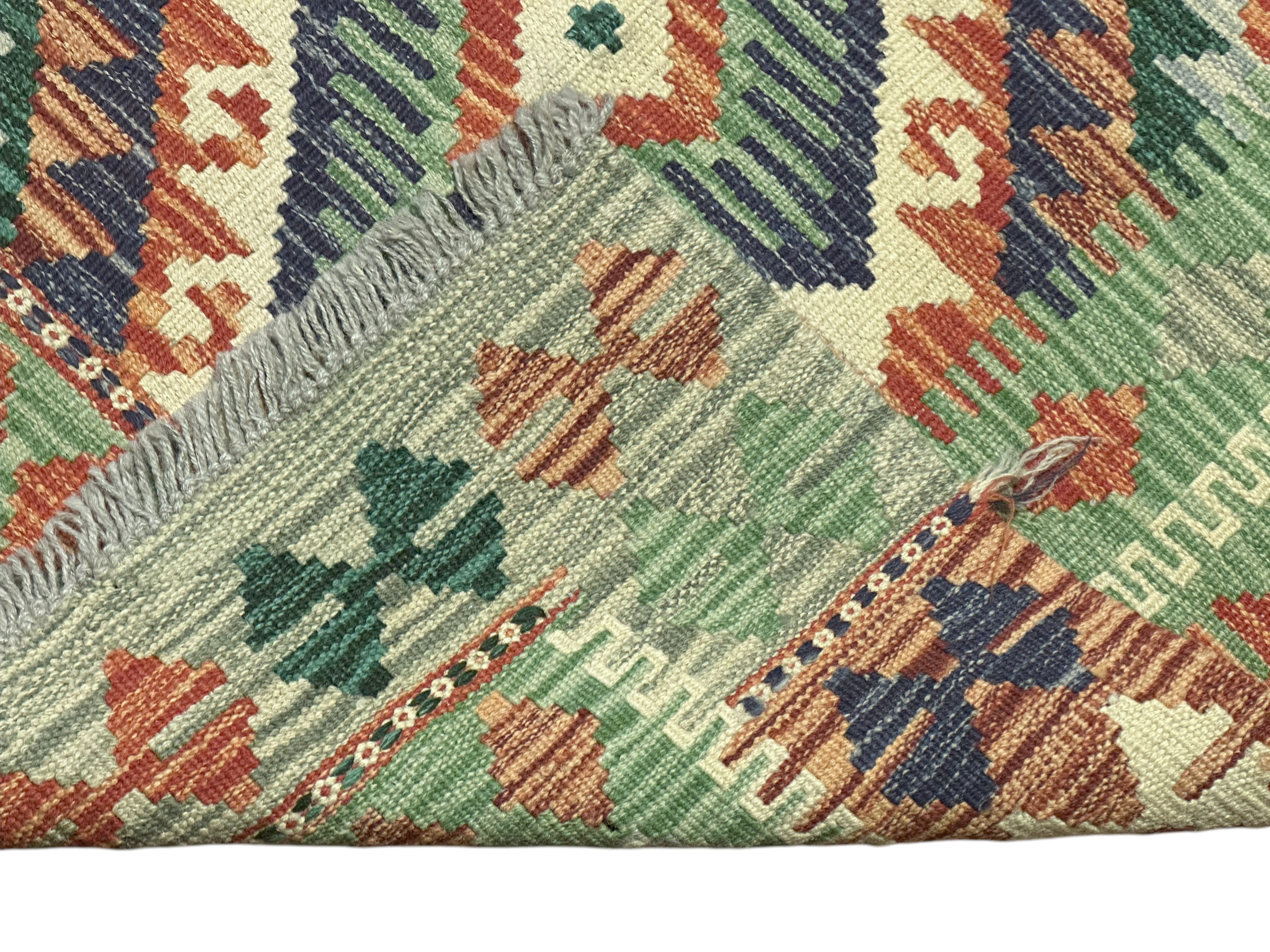 Hand-Woven Afghani Kilim Wool Rug 2'8" x 3'9"