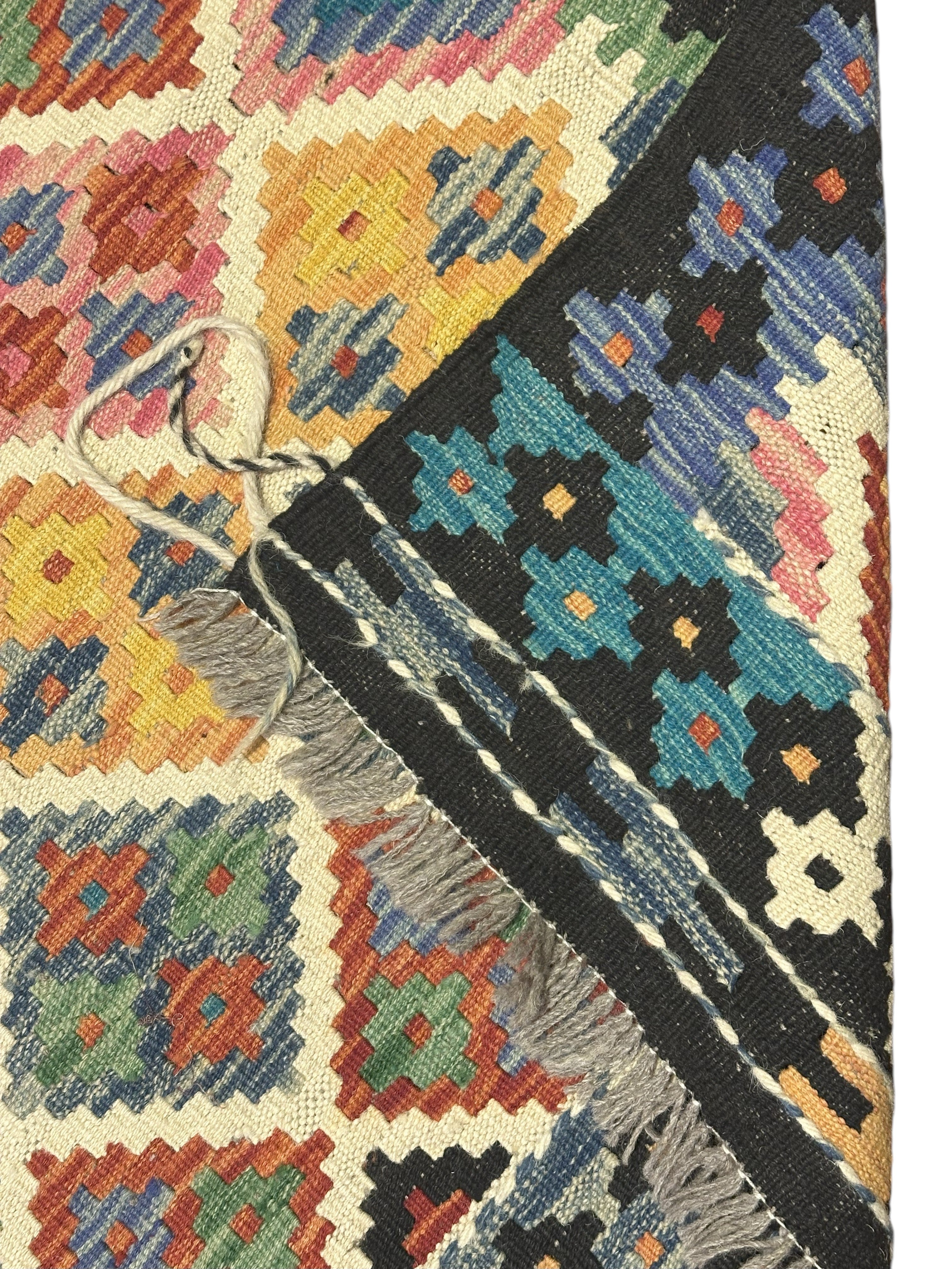 Hand-Woven Afghani Kilim Wool Rug 2'11" x 3'10"