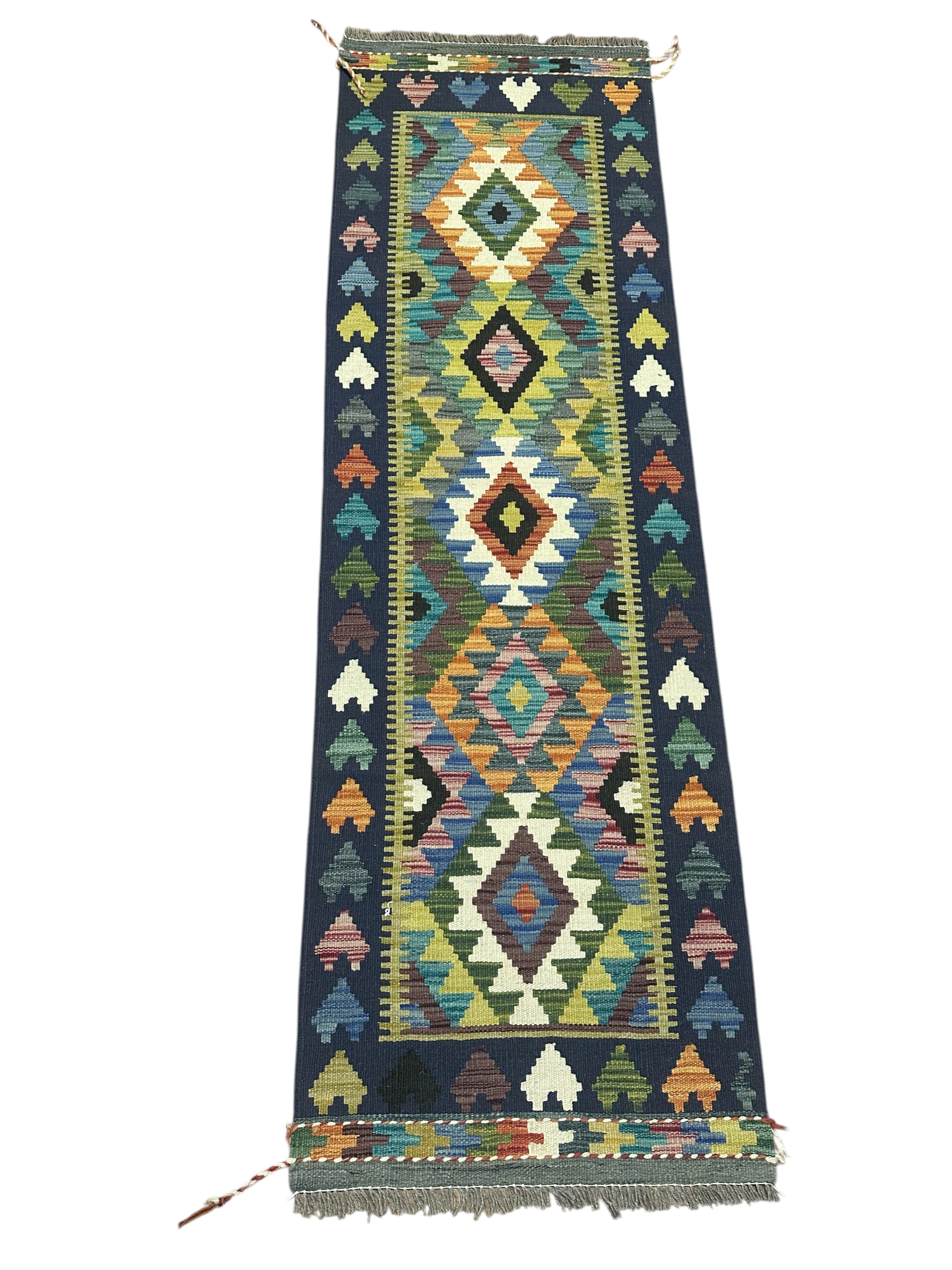 Hand-Woven Afghani Kilim Wool Rug 2' x 6'5"