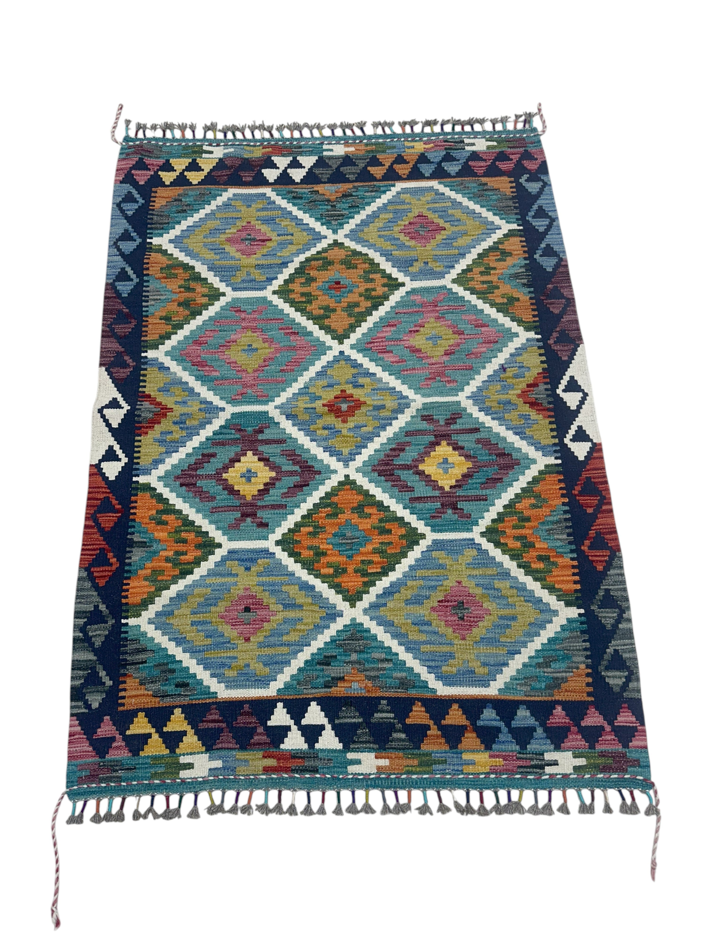 Hand-Woven Afghani Kilim Wool Rug 3'3" x 5'